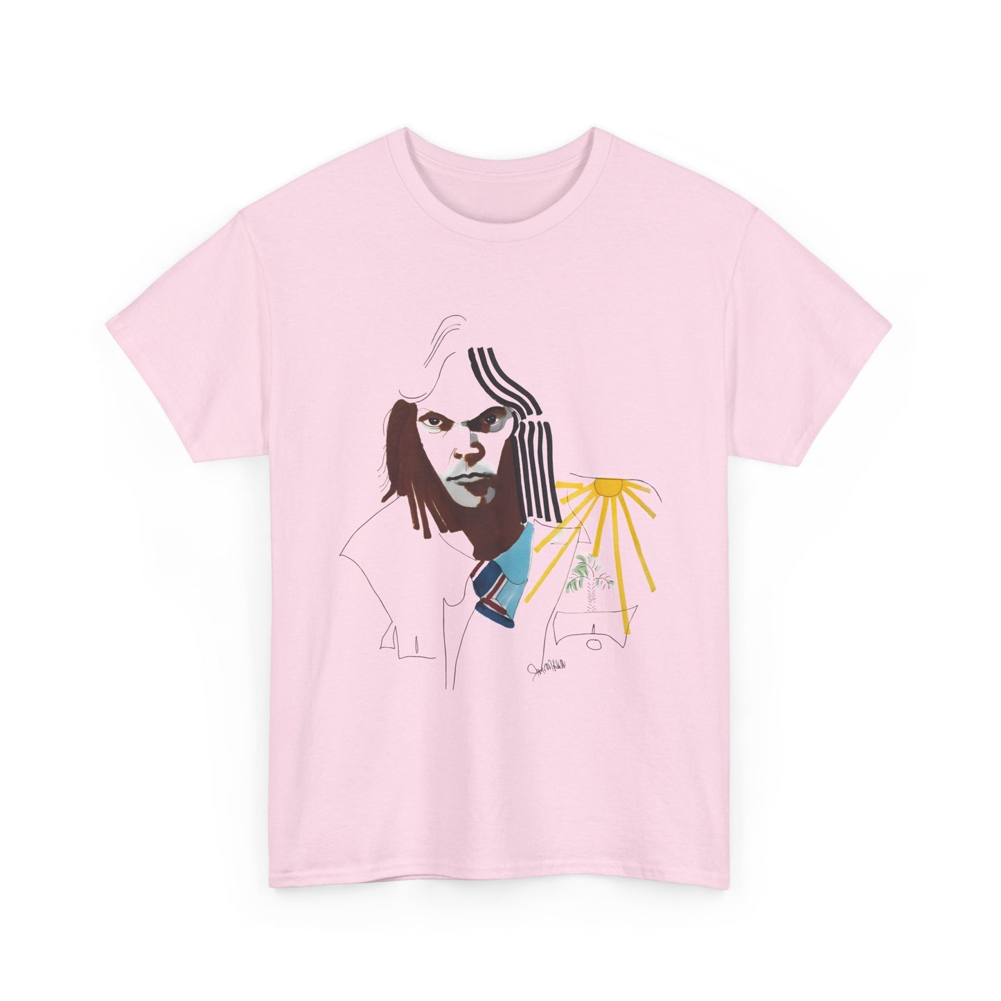 neil young portrait by joni mitchell reproduction tshirt