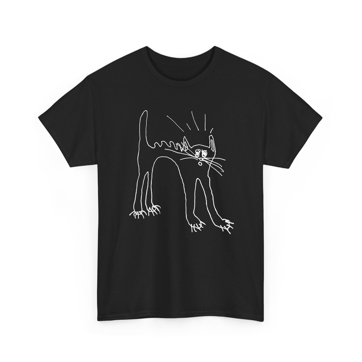 original drawing of a very spooked cat tshirt