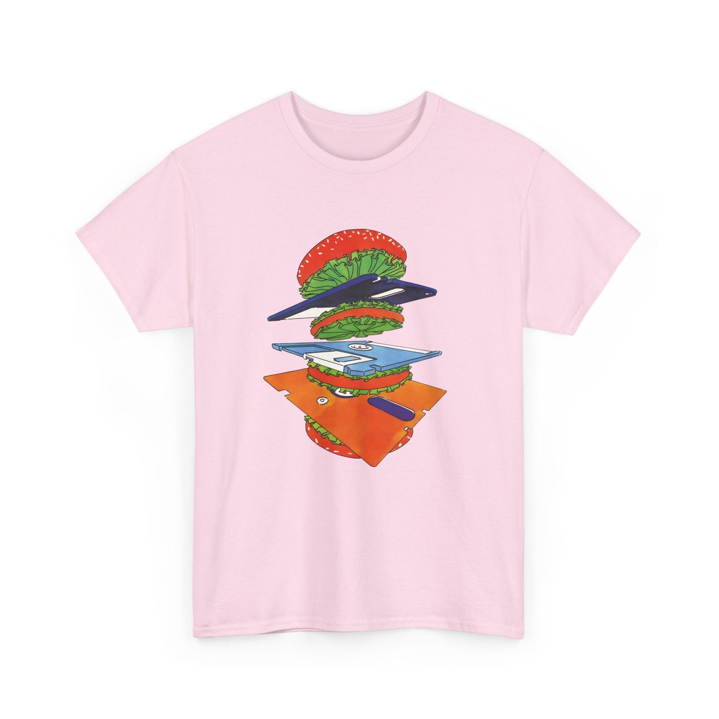 1989 uncredited art from micro mag floppy disc burger tshirt