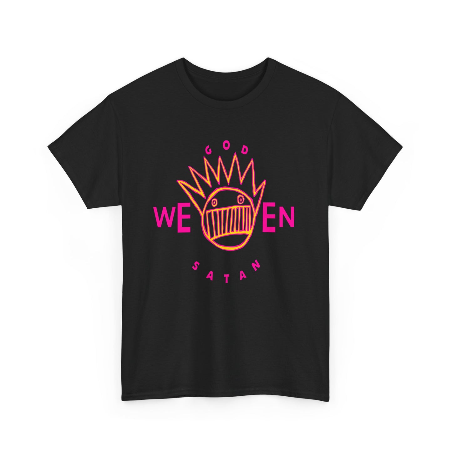1990 god ween satan by ween album cover stretched neon colors tshirt