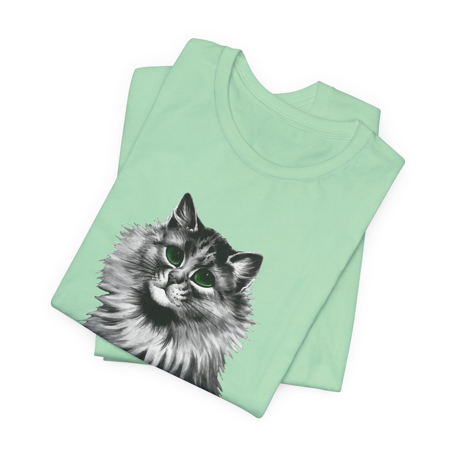 louis wain anthropomorphised cat painting green eyes tshirt