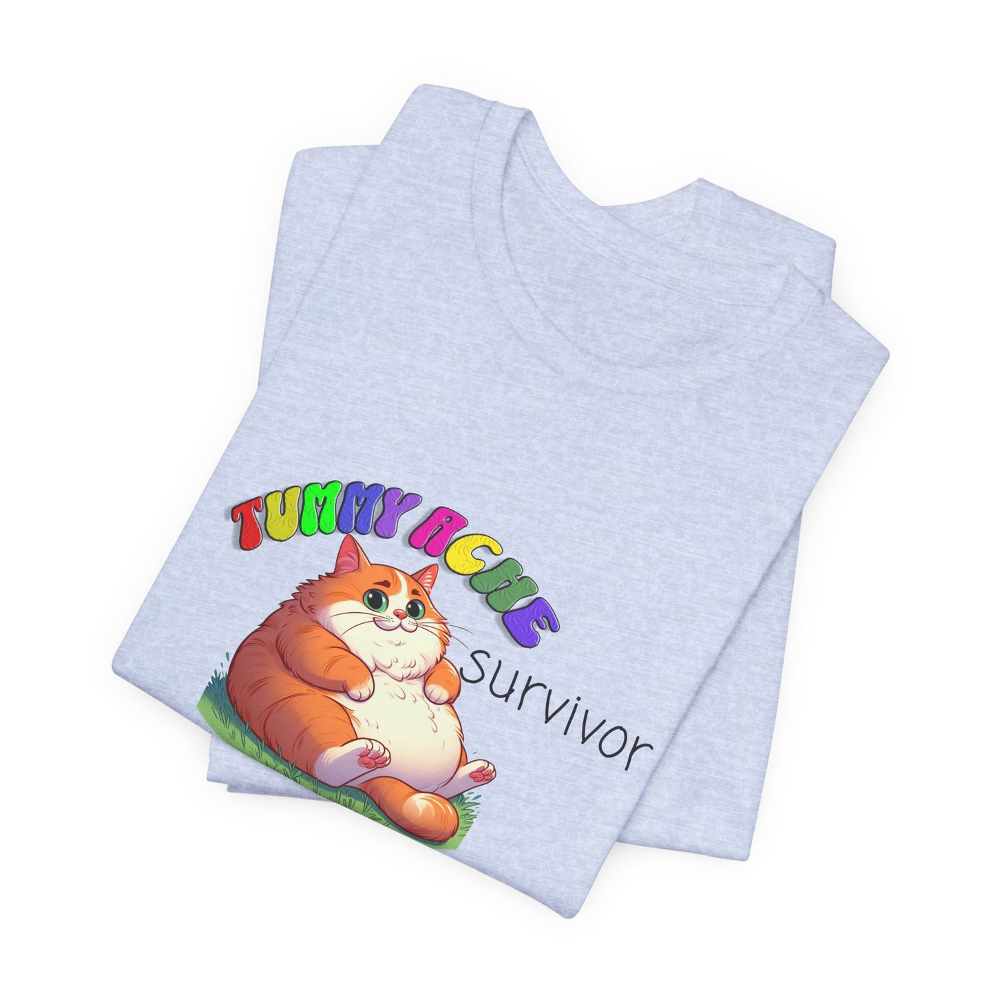 tummy ache survivor stuffed kitty silly tshirt