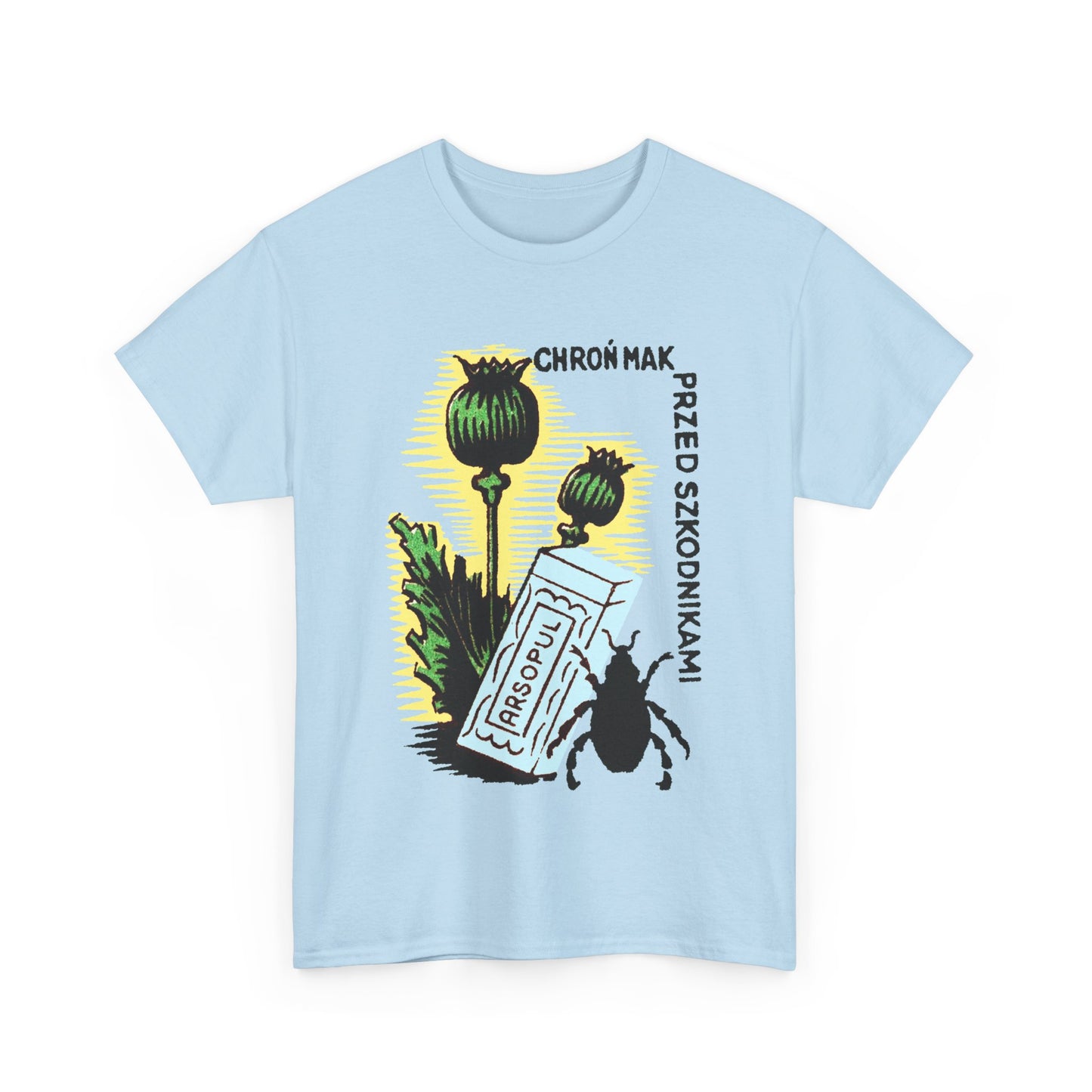 vintage polish matchbox graphic protect poppies from pests pesticide ad tshirt