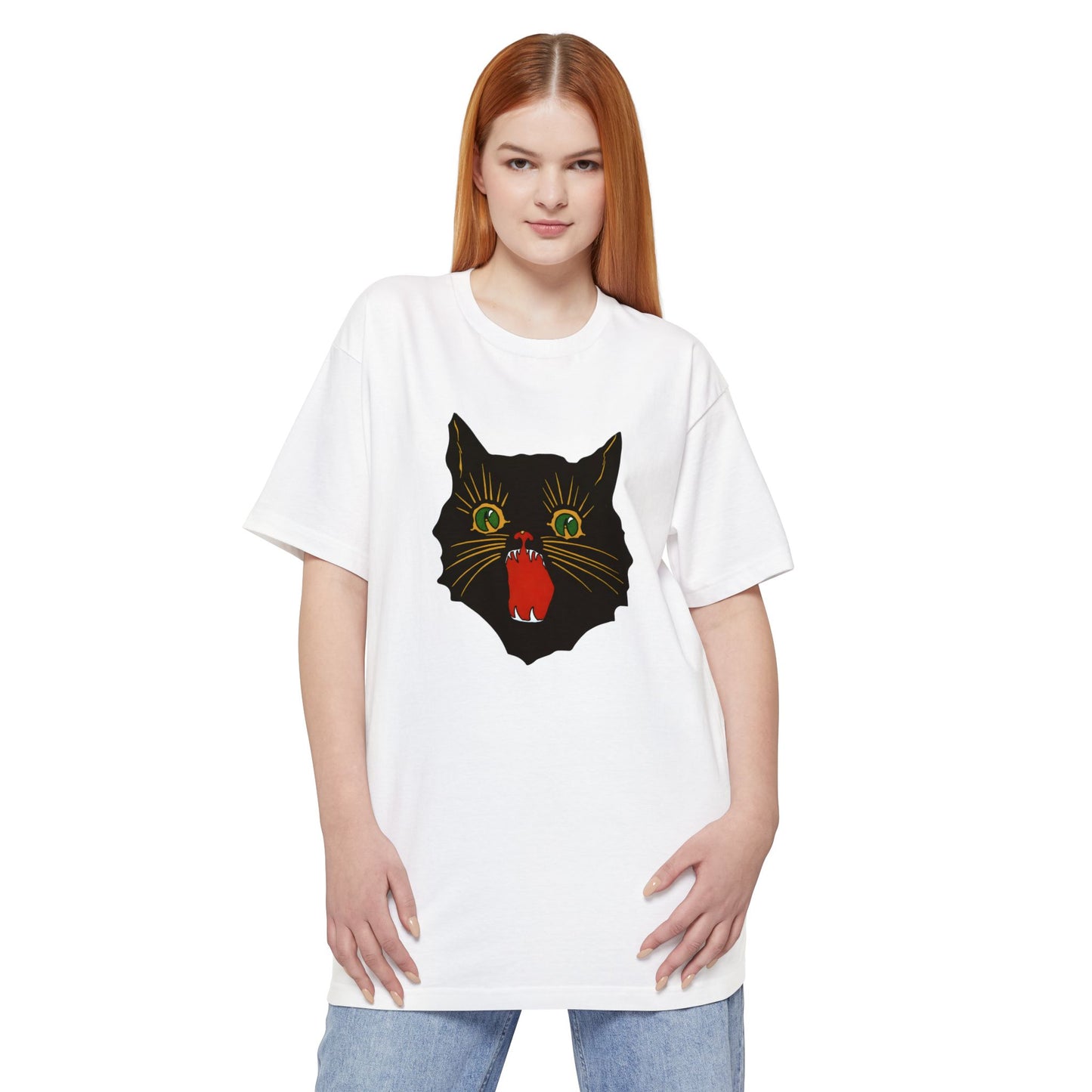 oversized vintage halloween cat reproduction unisex tall beefy tshirt