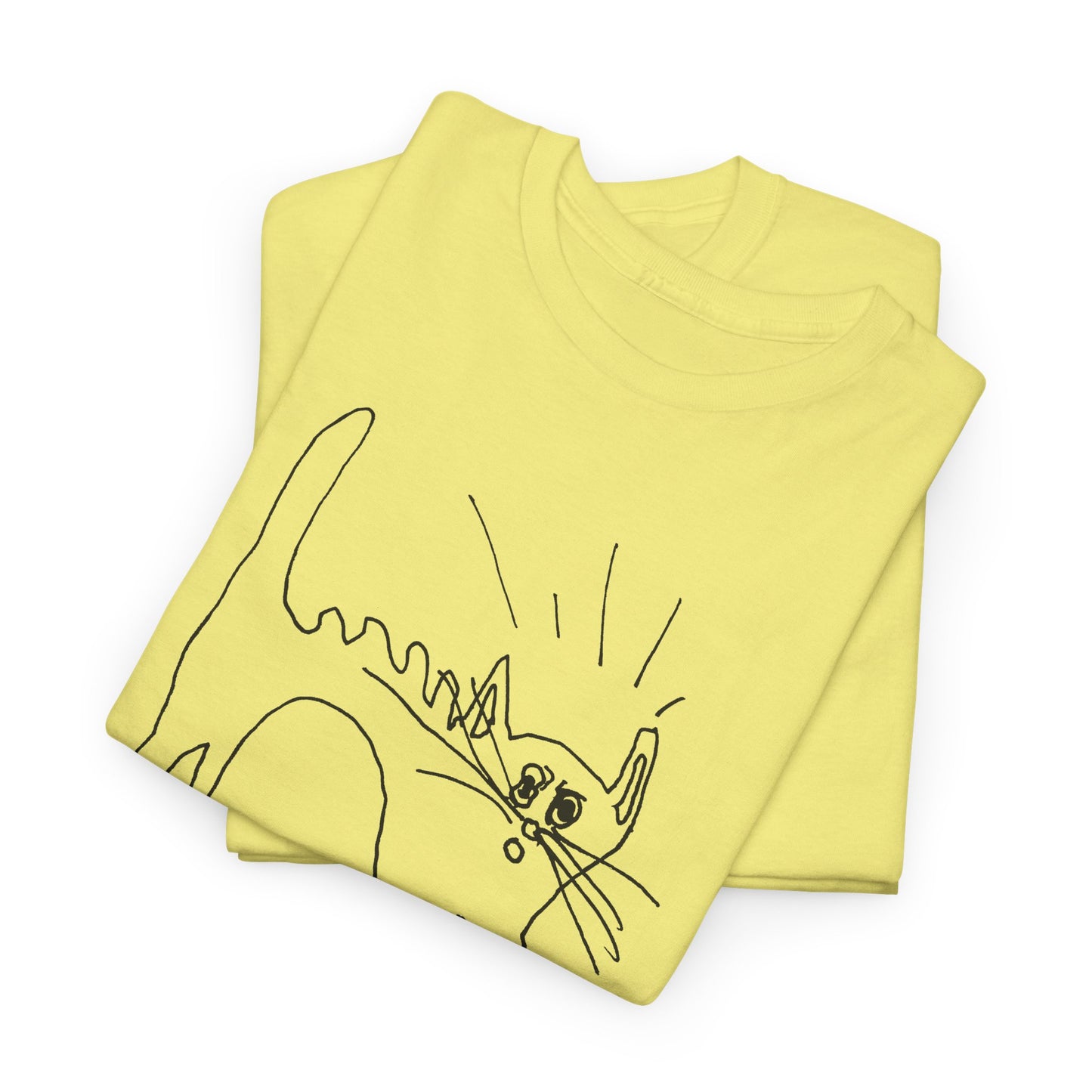 original drawing of a very spooked cat tshirt