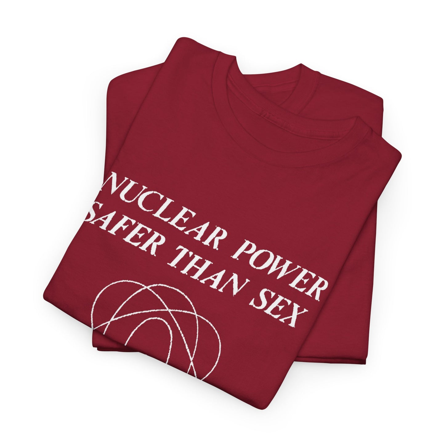 vintage 1970s design "nuclear power safer than sex" tshirt
