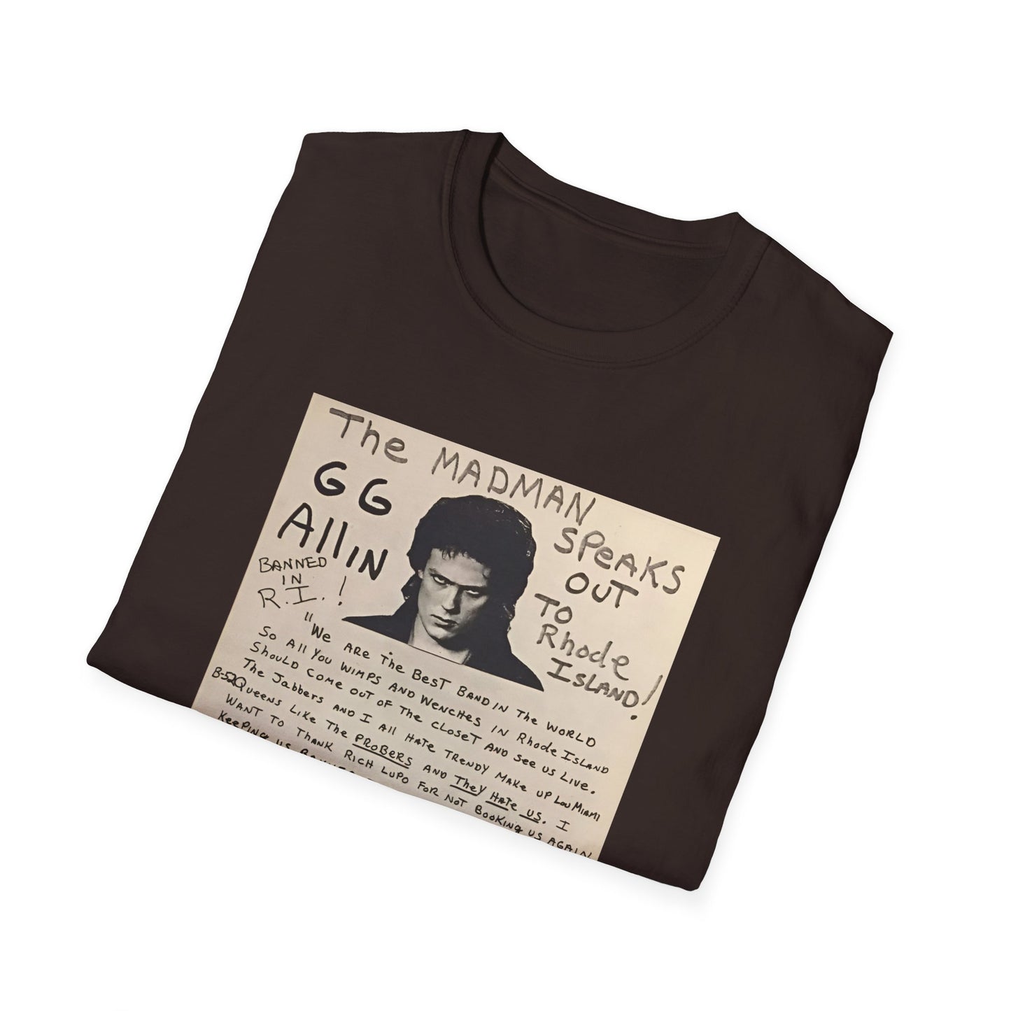 1982 show poster tshirt gg allin and the jabbers