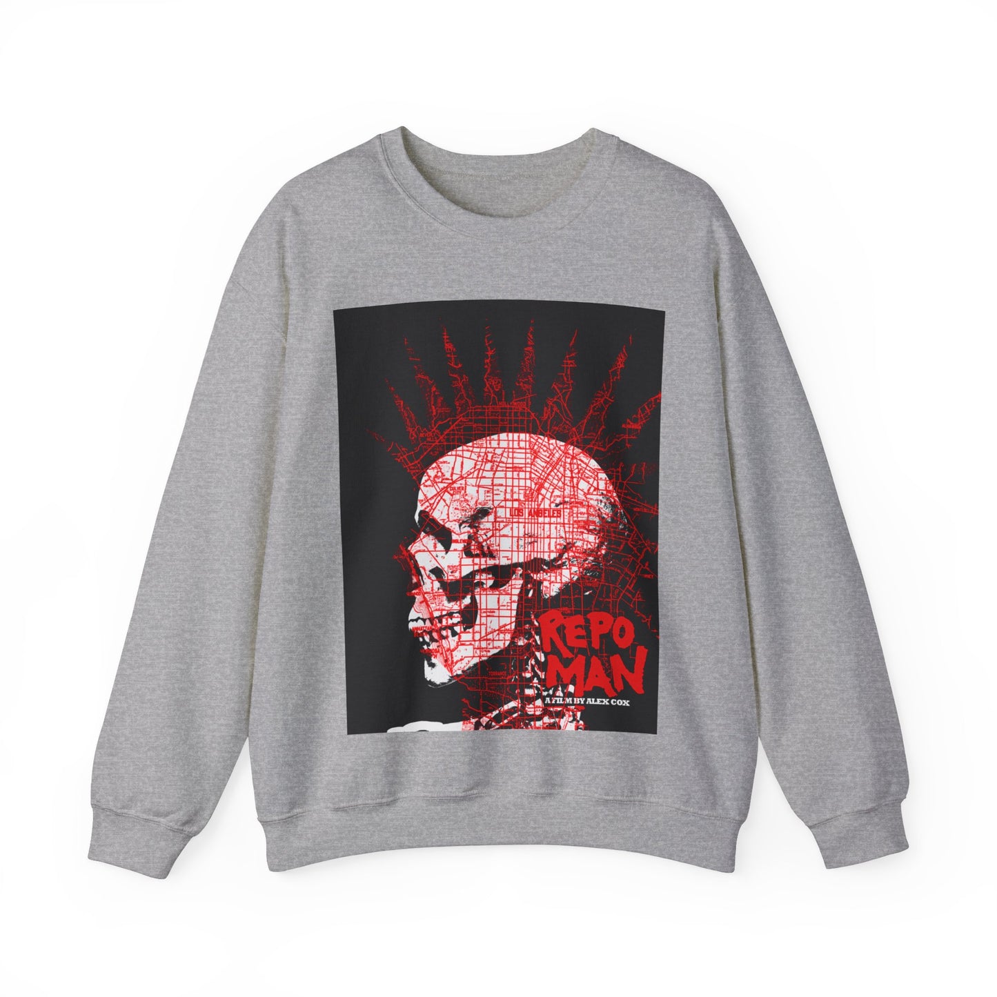 repo man skull punk red sweater