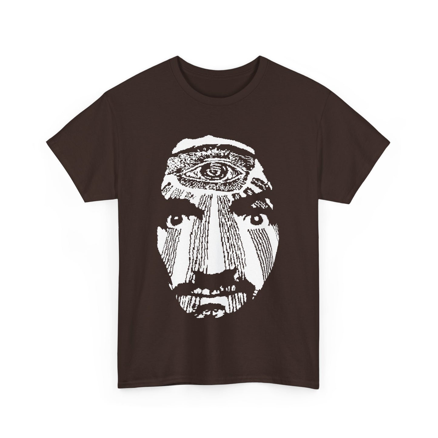 vintage charles manson knit pattern reproduction stretched warped graphic tshirt