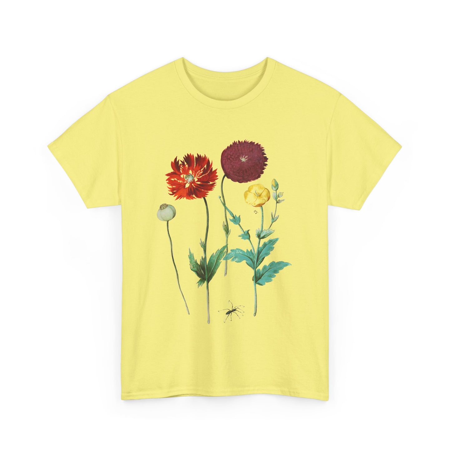 1613 vintage poppy lithograph reproduction tshirt