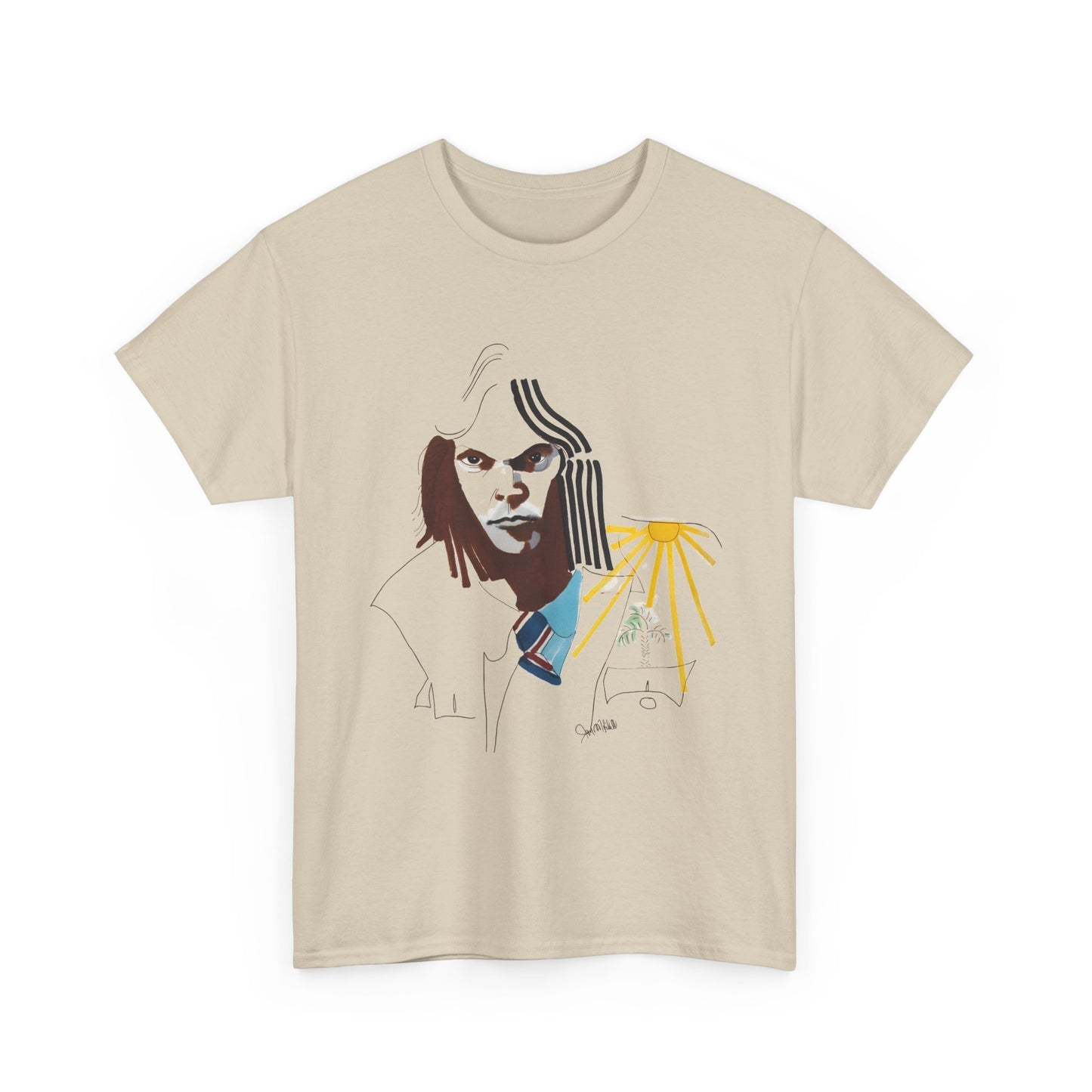 neil young portrait by joni mitchell reproduction tshirt