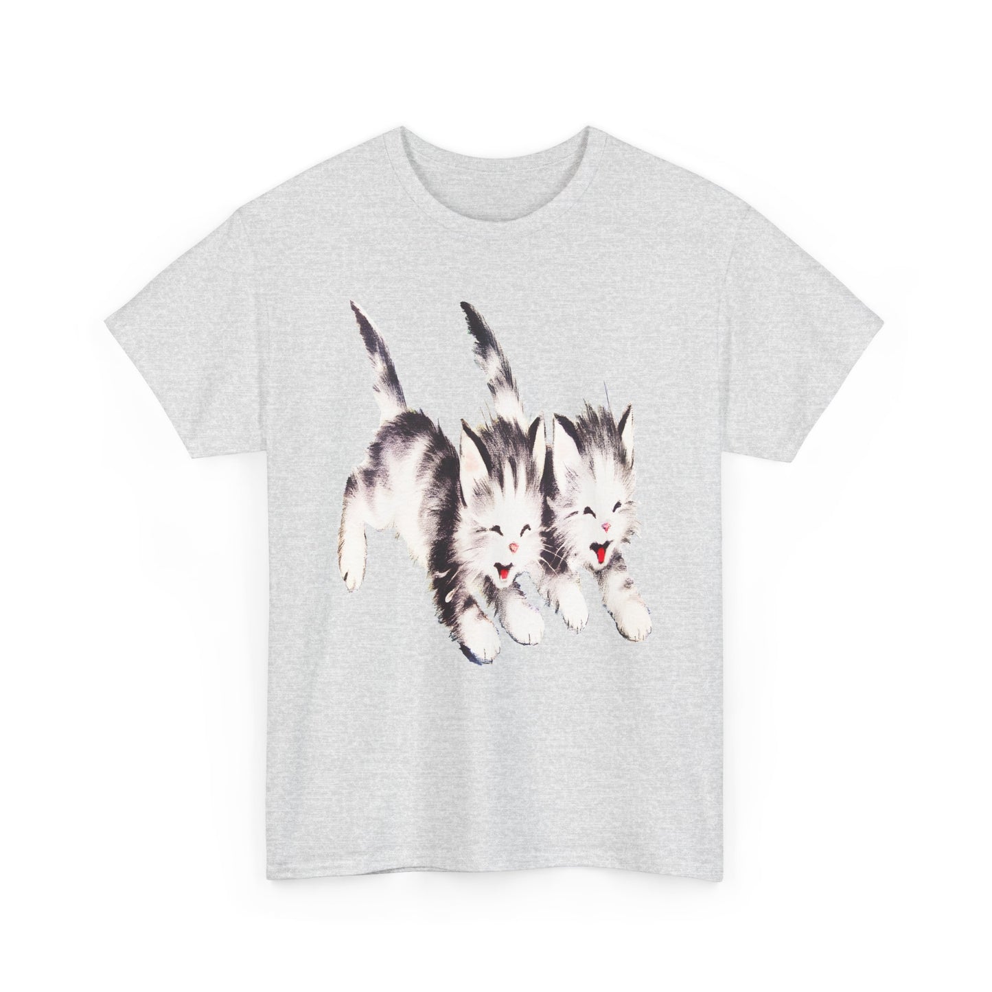 vintage kitten twins illustration stretched reproduction tshirt