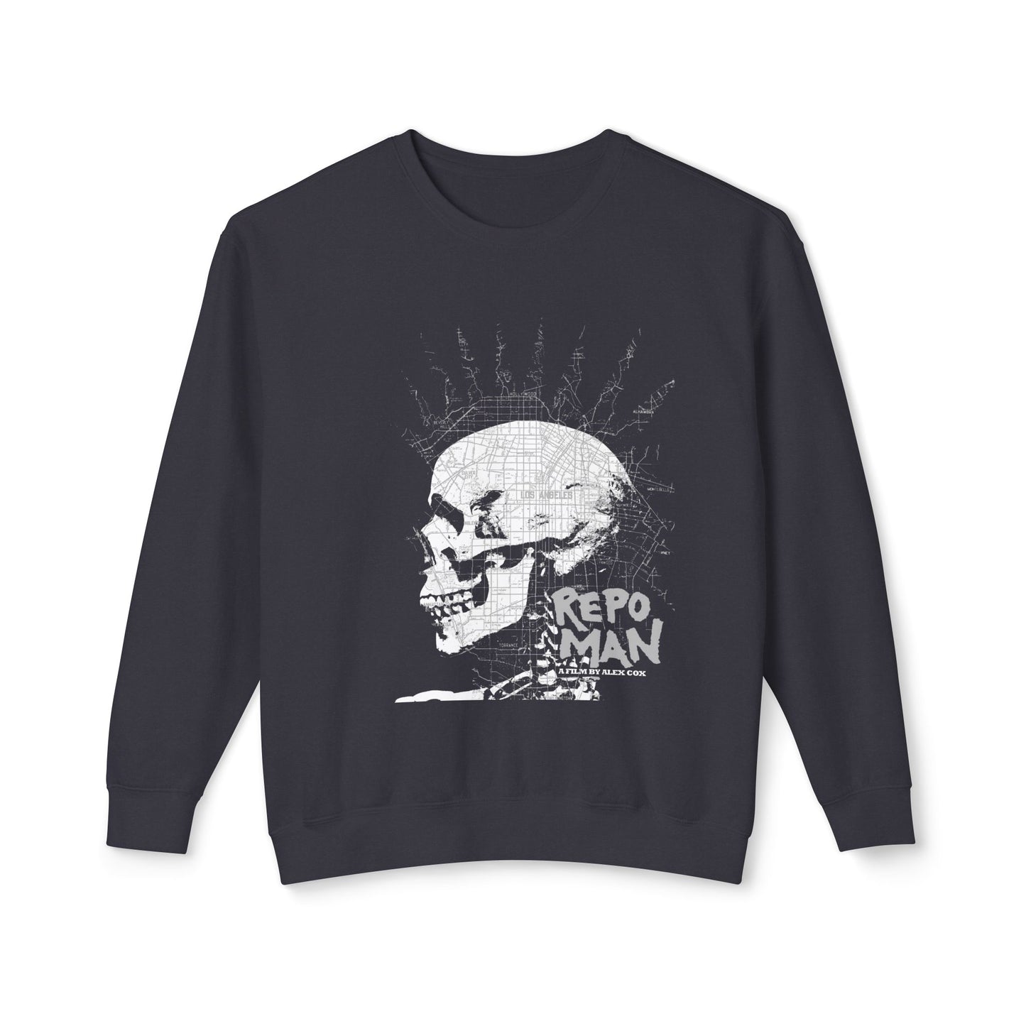 repo man skull punk white 100% cotton sweatshirt