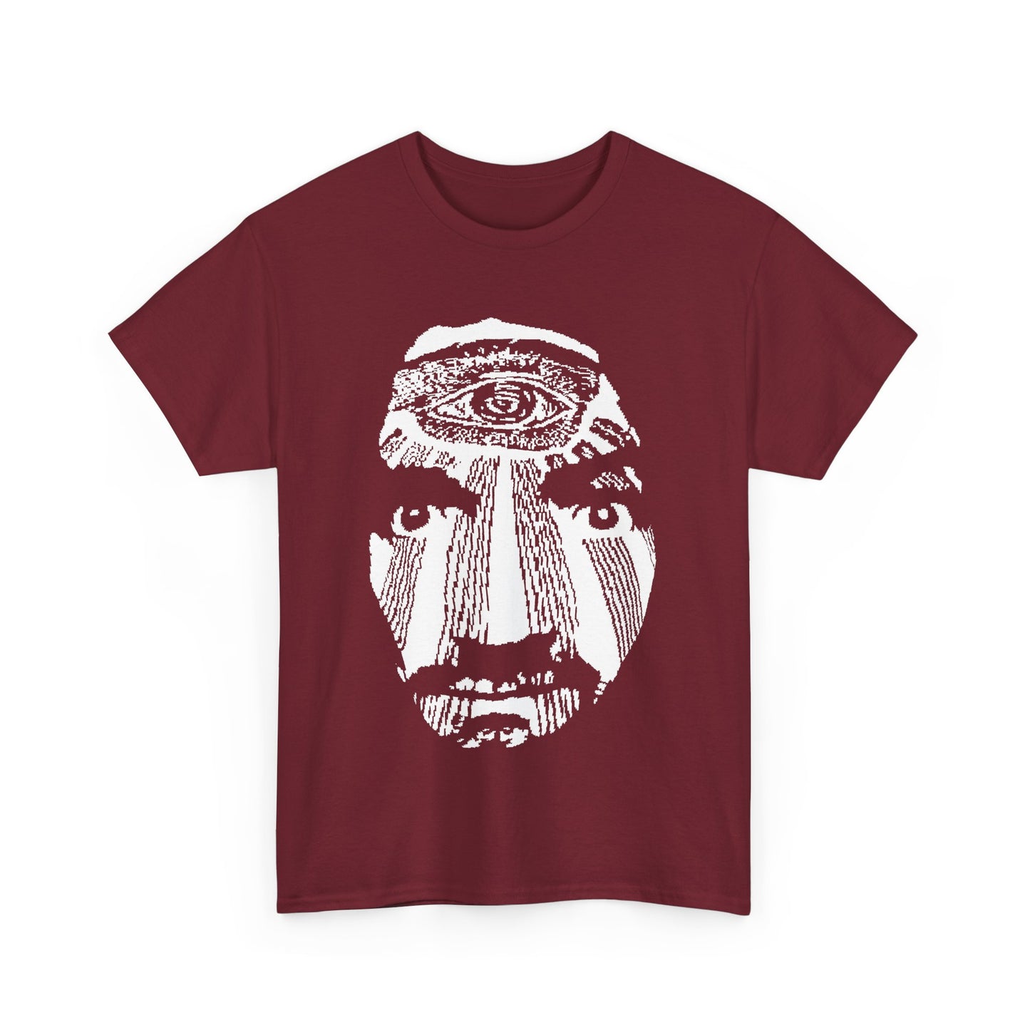 vintage charles manson knit pattern reproduction stretched warped graphic tshirt