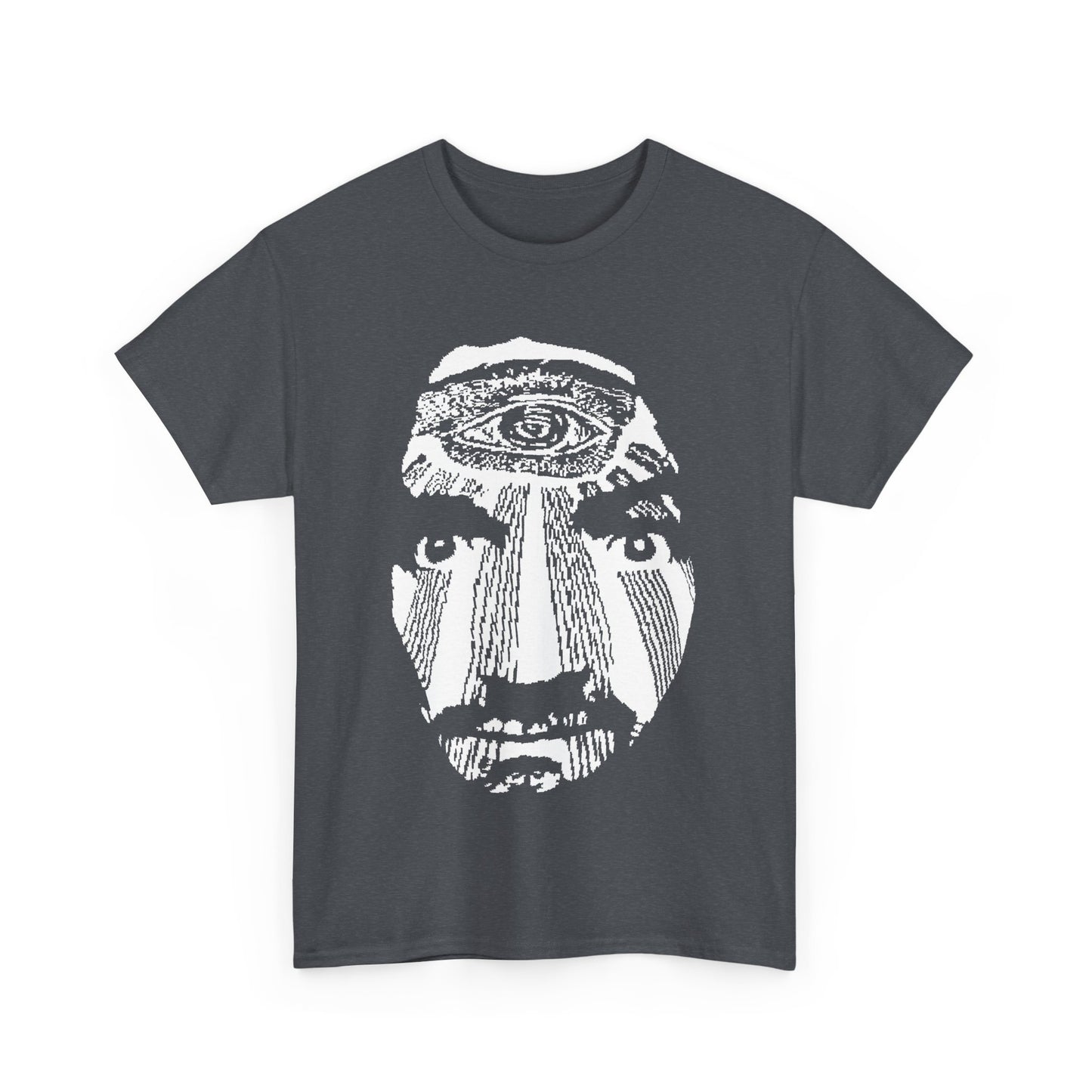 vintage charles manson knit pattern reproduction stretched warped graphic tshirt