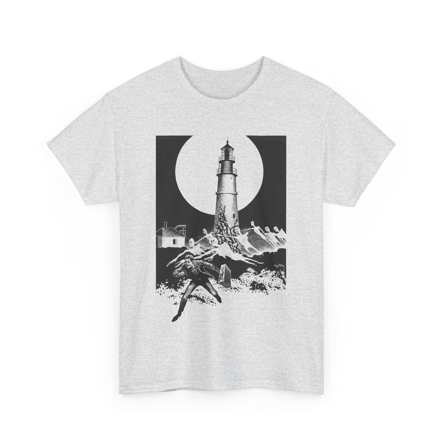 1942 the lighthouse by virgil finlay reproduction tshirt