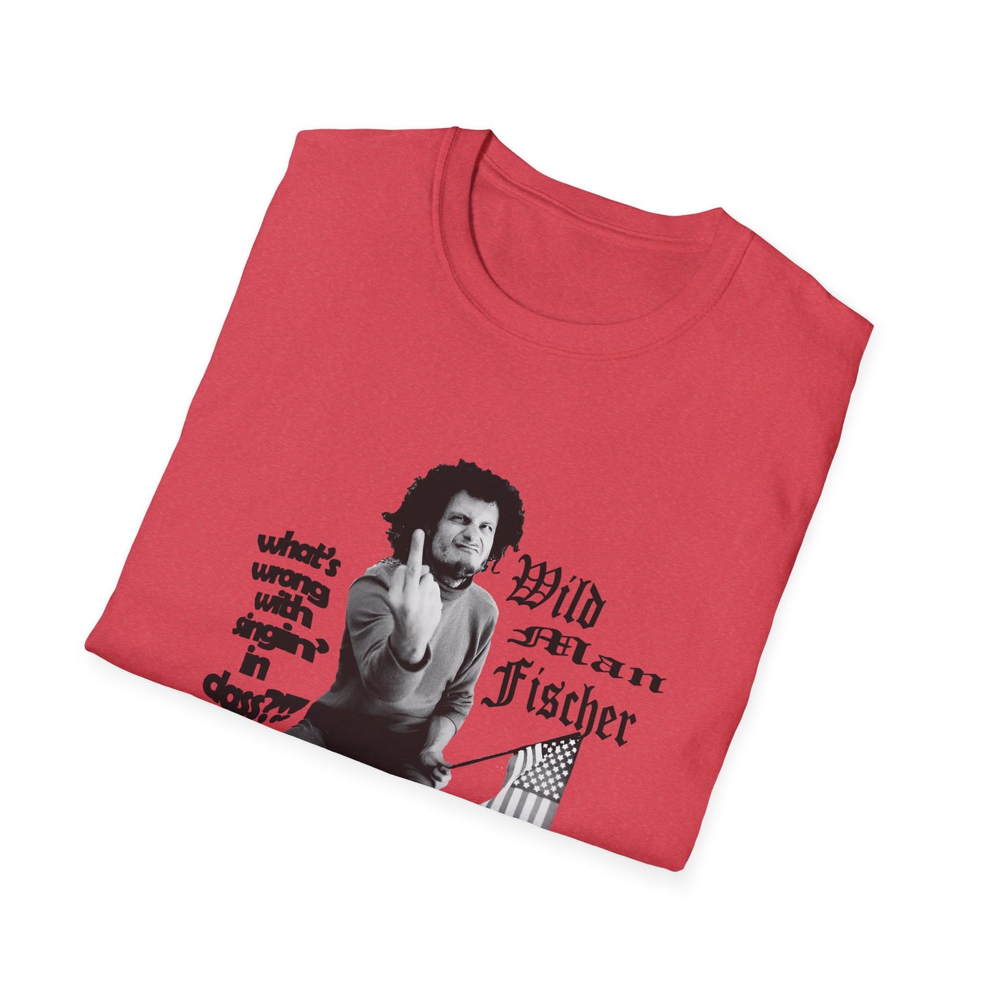 wild man fischer middle finger in black tshirt