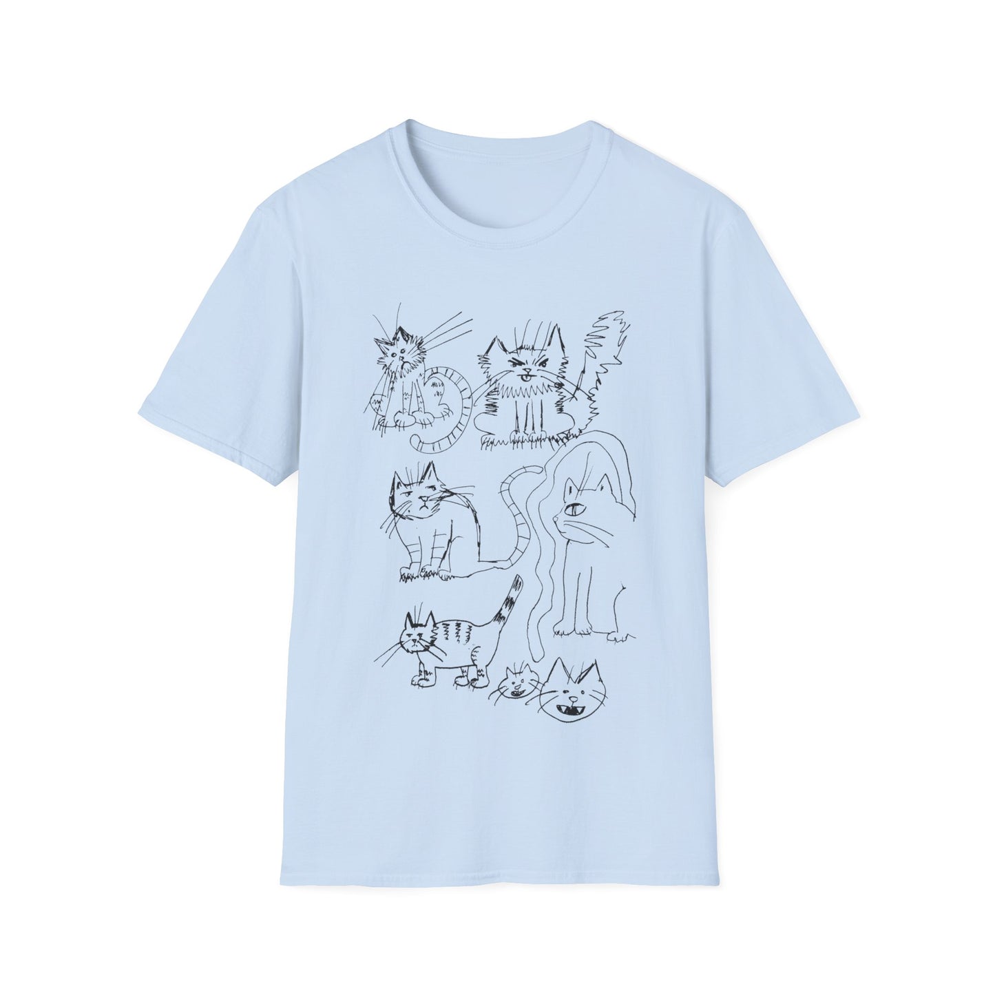original drawing tshirt. seven cats.