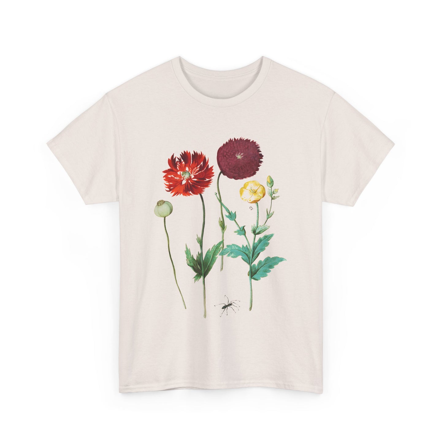 1613 vintage poppy lithograph reproduction tshirt