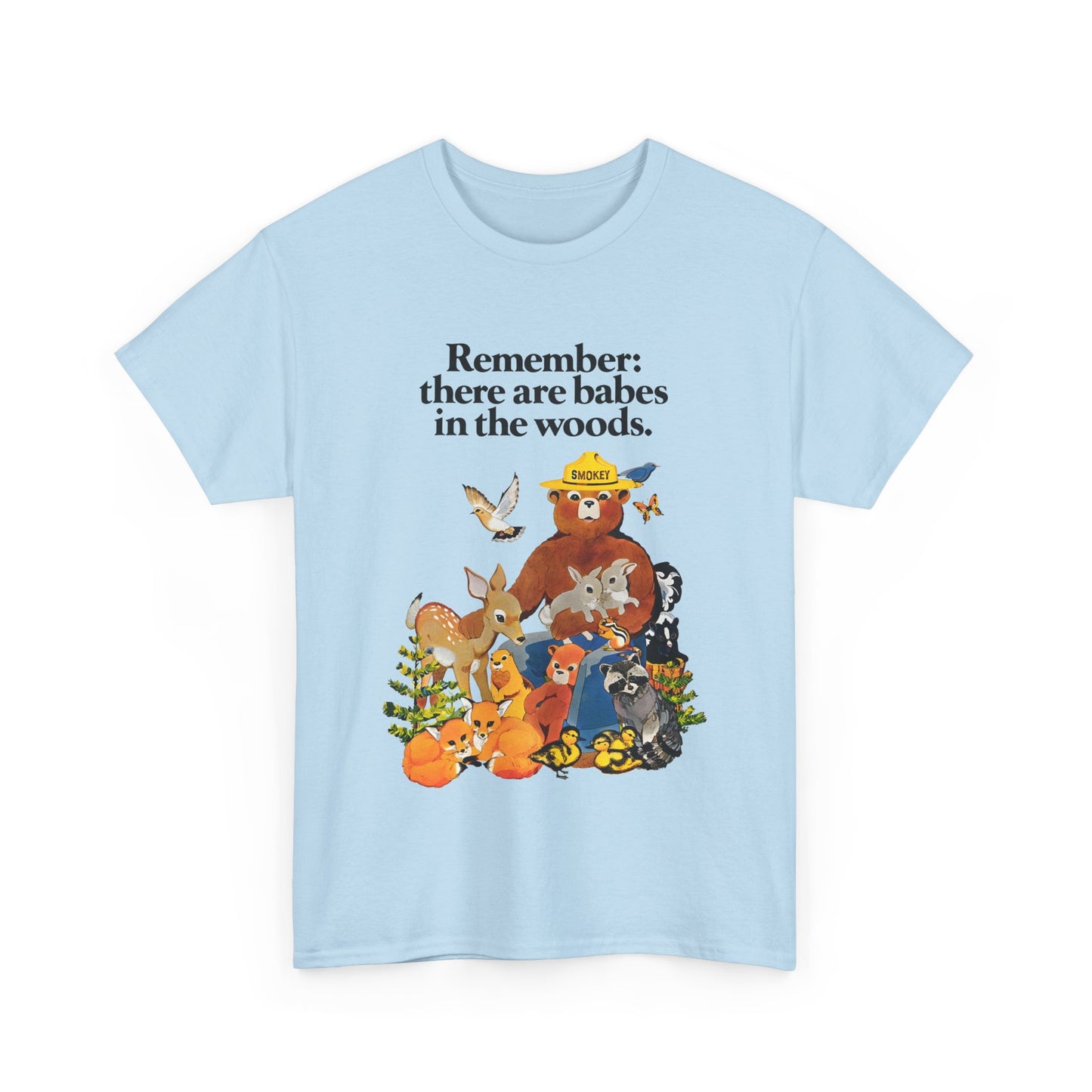 vintage smokey the bear babes in the woods reproduction tshirt