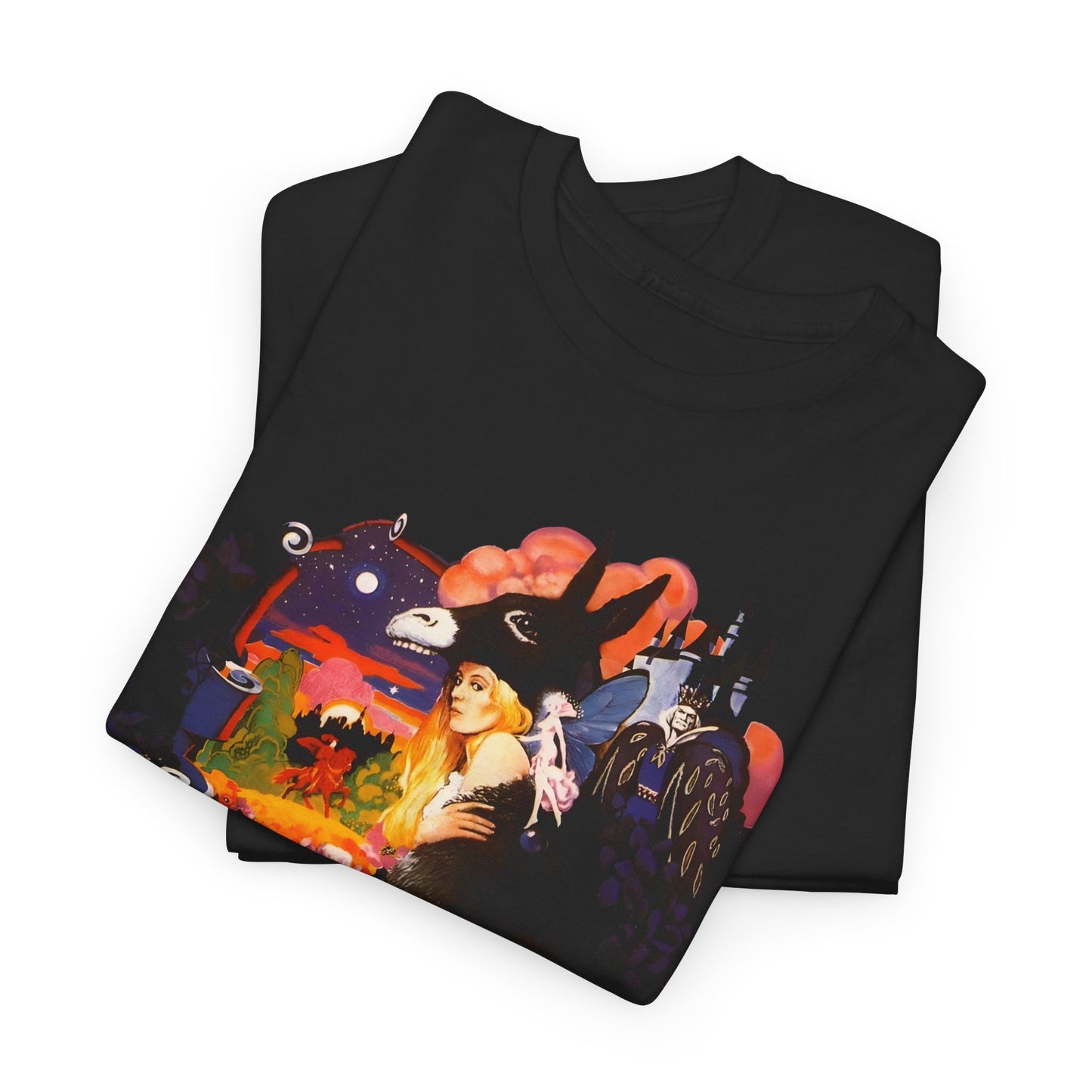 1970 french musical fantasy film donkey skin (peau d'ane) movie poster tshirt