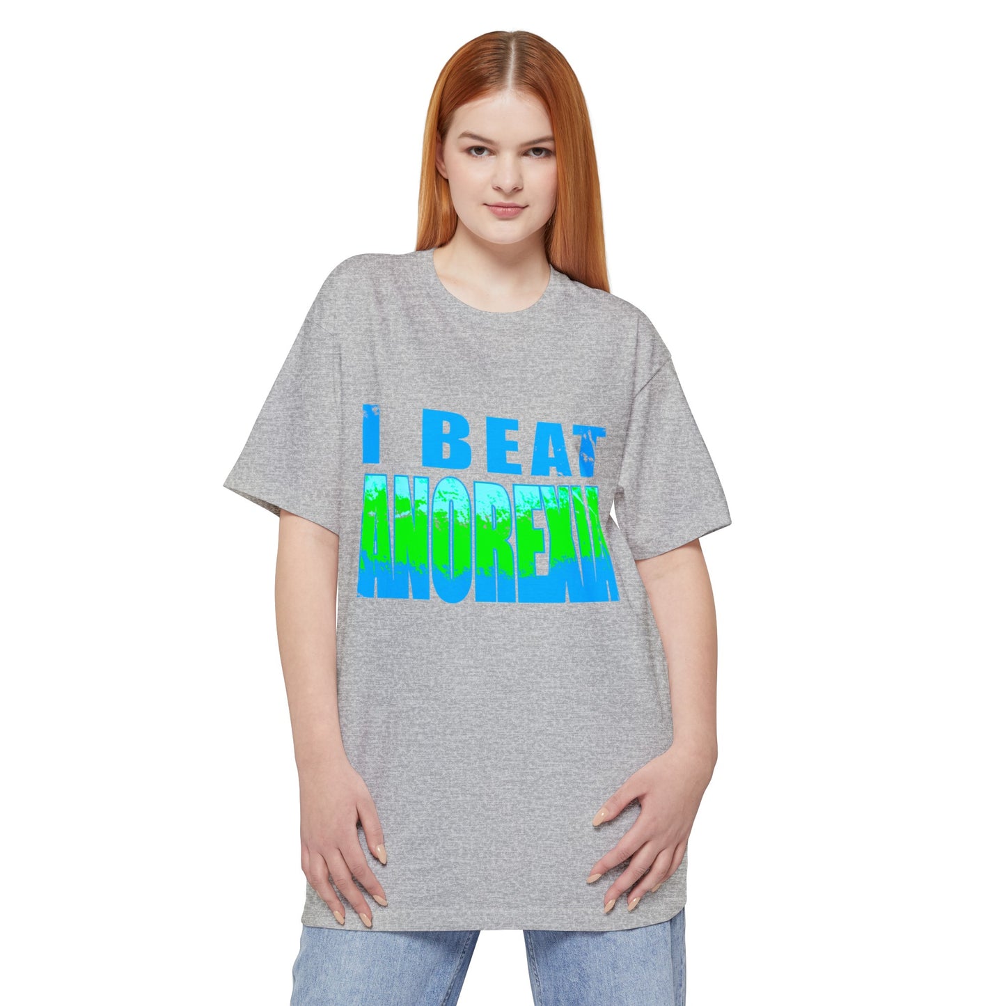 oversized i beat anorexia vintage style graphic unisex tall beefy tshirt