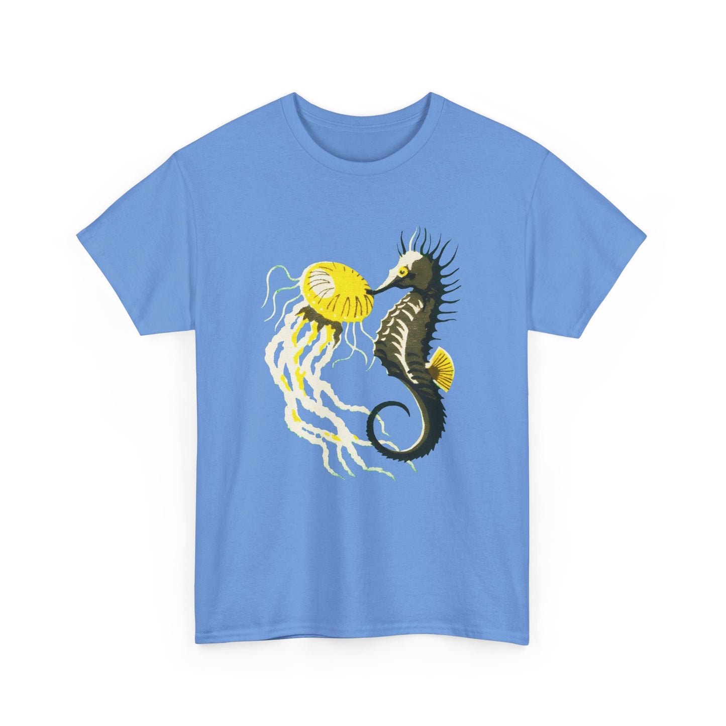 vintage lithuanian matchbox seahorse and jellyfish art reproduction tshirt