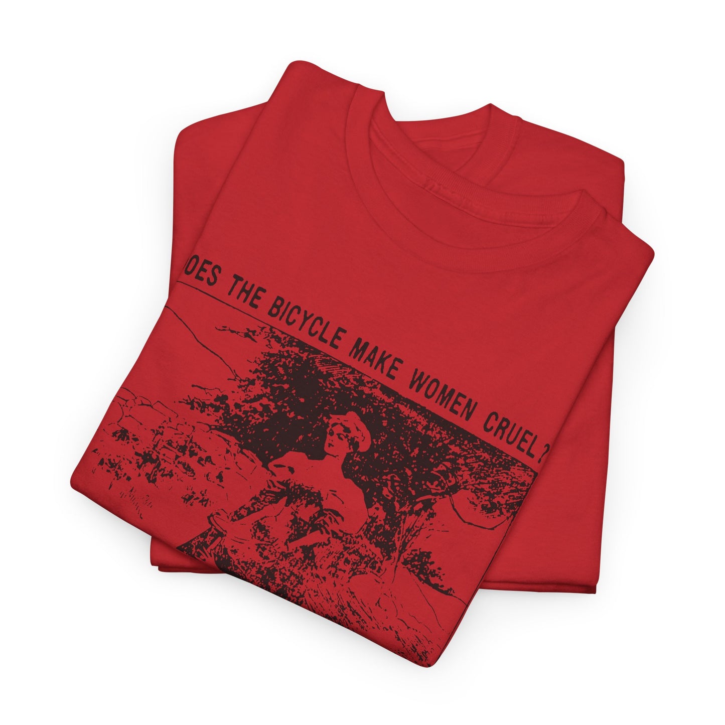 1897 cartoon does the bicycle make women cruel? reproduction tshirt