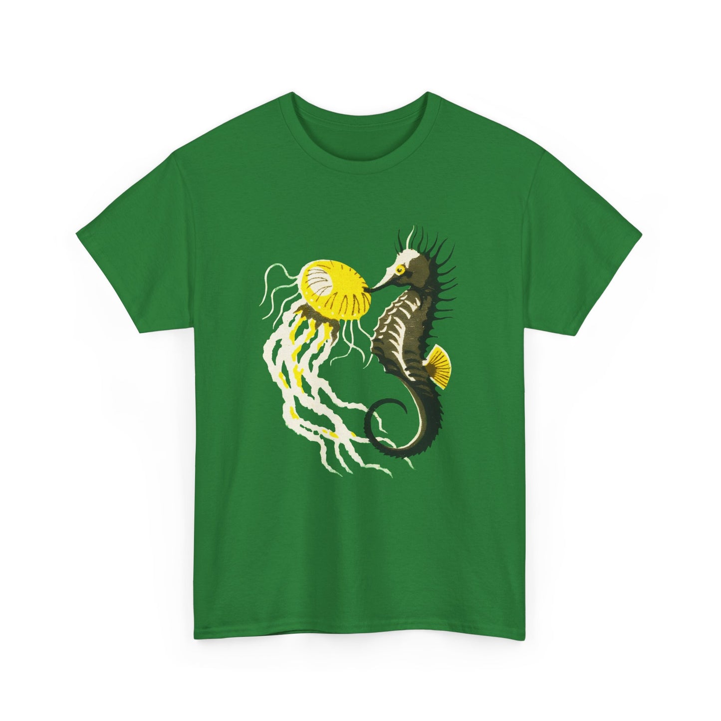 vintage lithuanian matchbox seahorse and jellyfish art reproduction tshirt