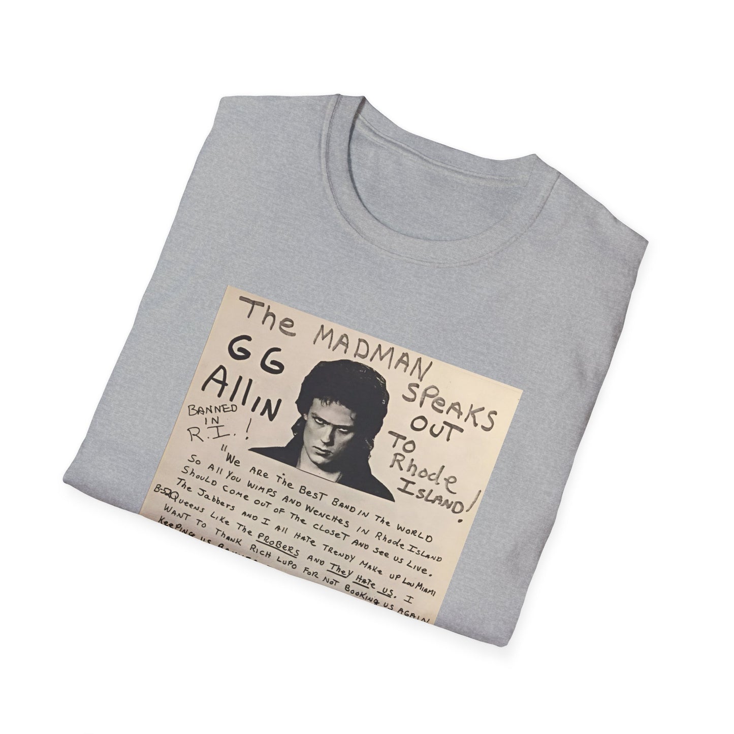 1982 show poster tshirt gg allin and the jabbers