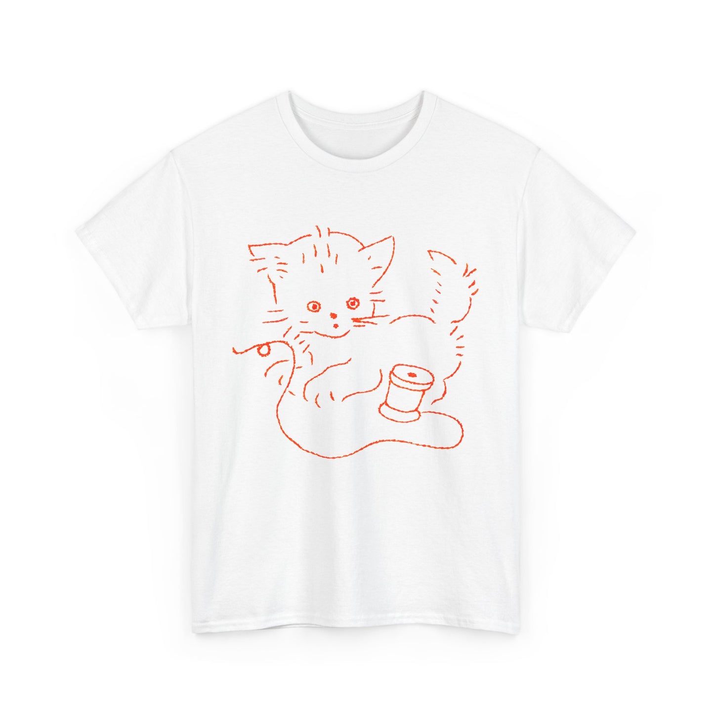 vintage graphic kitten with string reproduction tshirt
