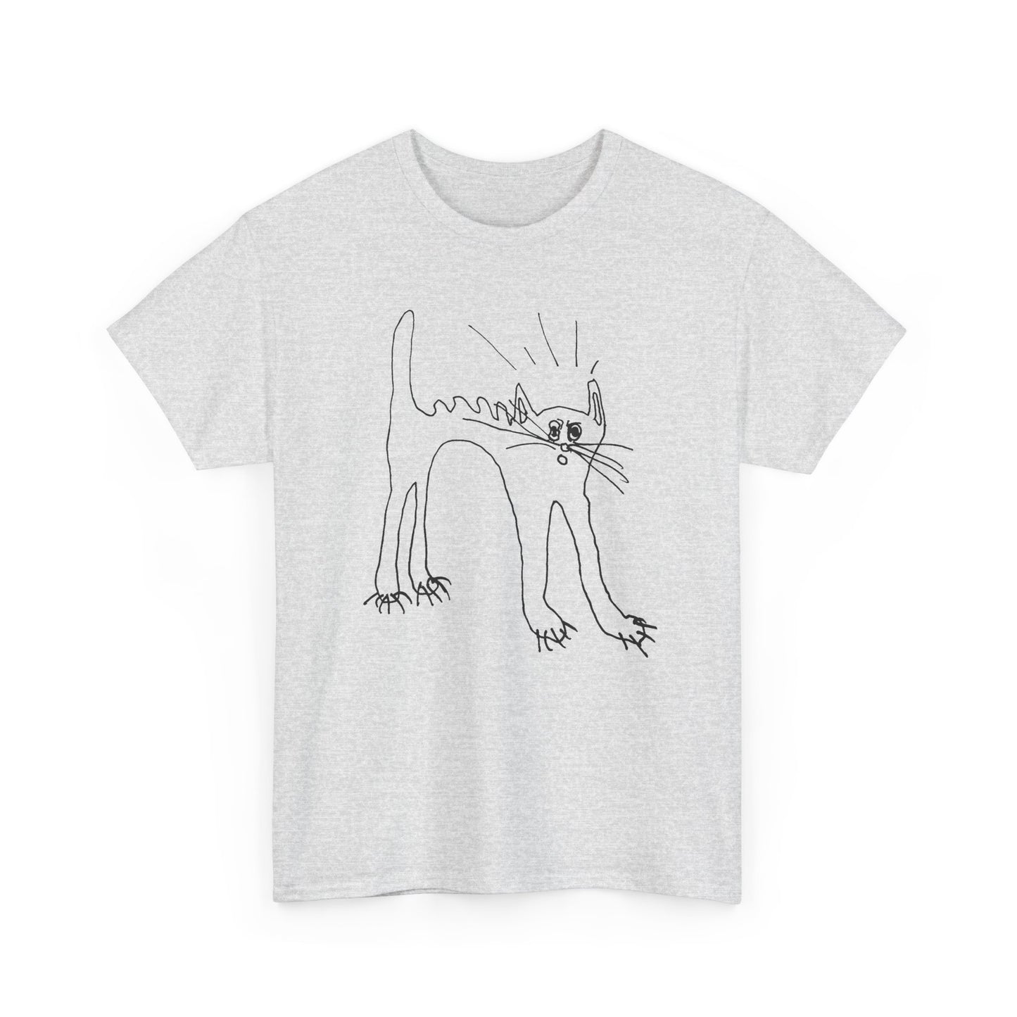 original drawing of a very spooked cat tshirt