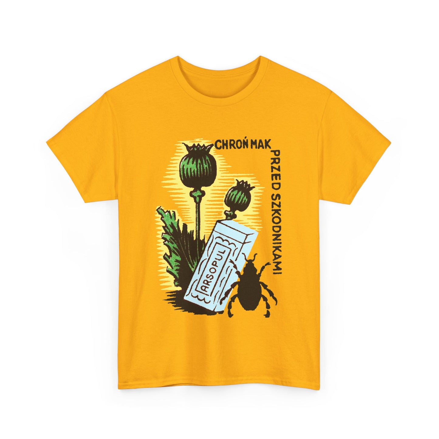 vintage polish matchbox graphic protect poppies from pests pesticide ad tshirt