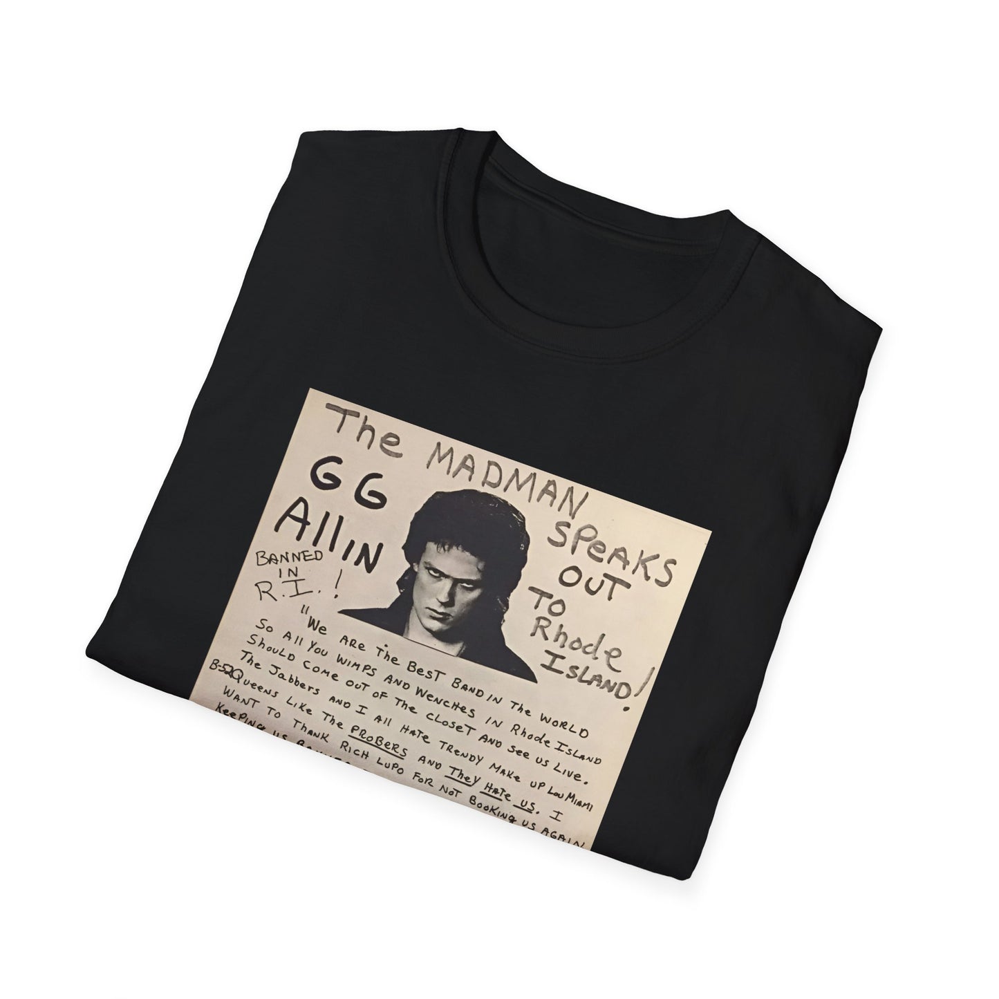 1982 show poster tshirt gg allin and the jabbers