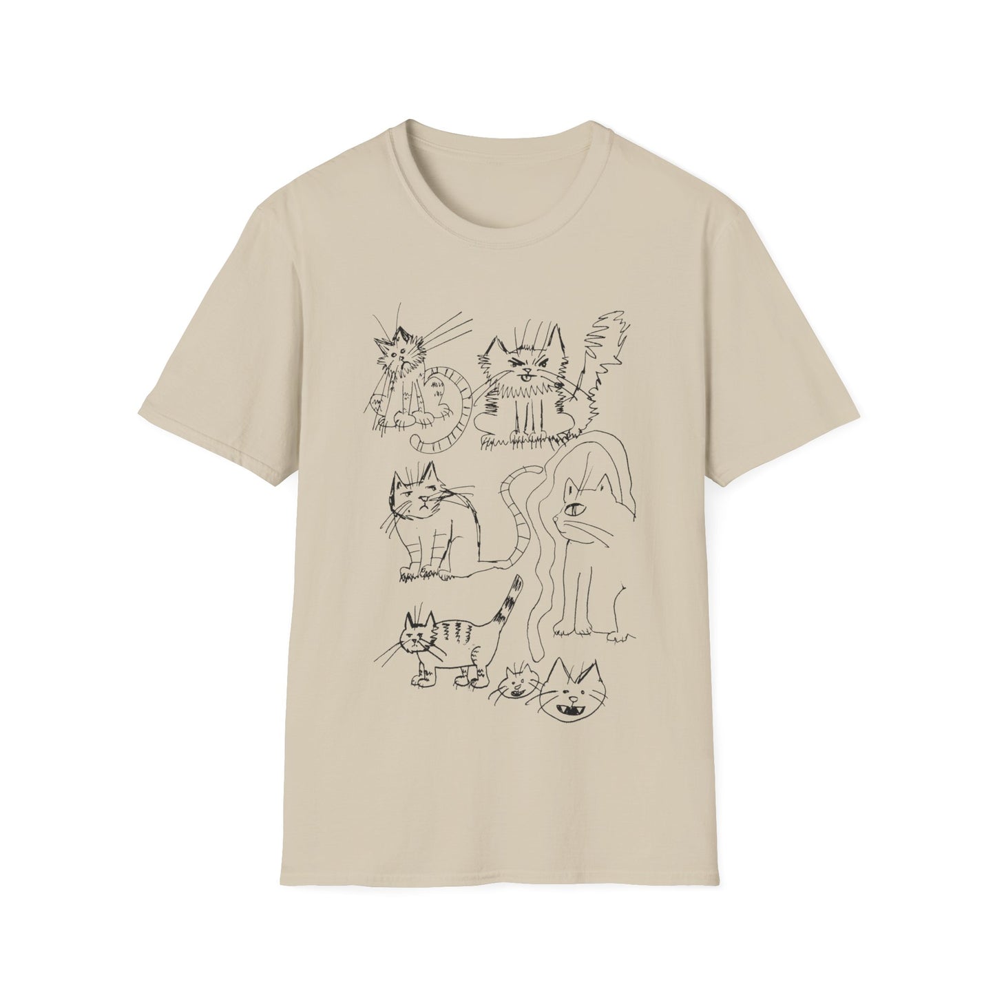 original drawing tshirt. seven cats.
