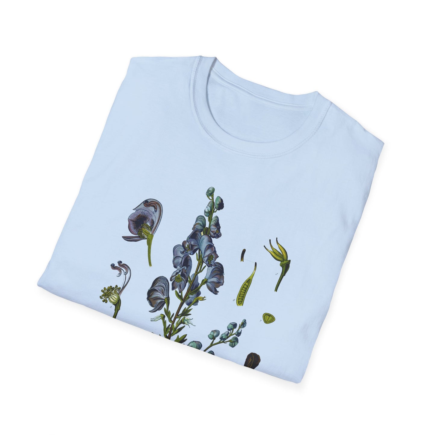 1887 wolf's bane aconitum napellus botanical print from kohler's plants by hermann adolph kohler tshirt