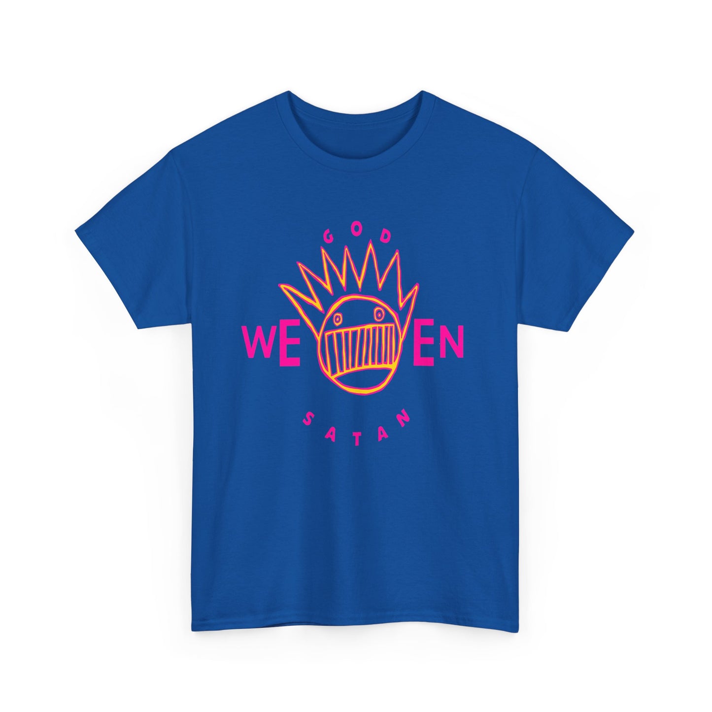 1990 god ween satan by ween album cover stretched neon colors tshirt