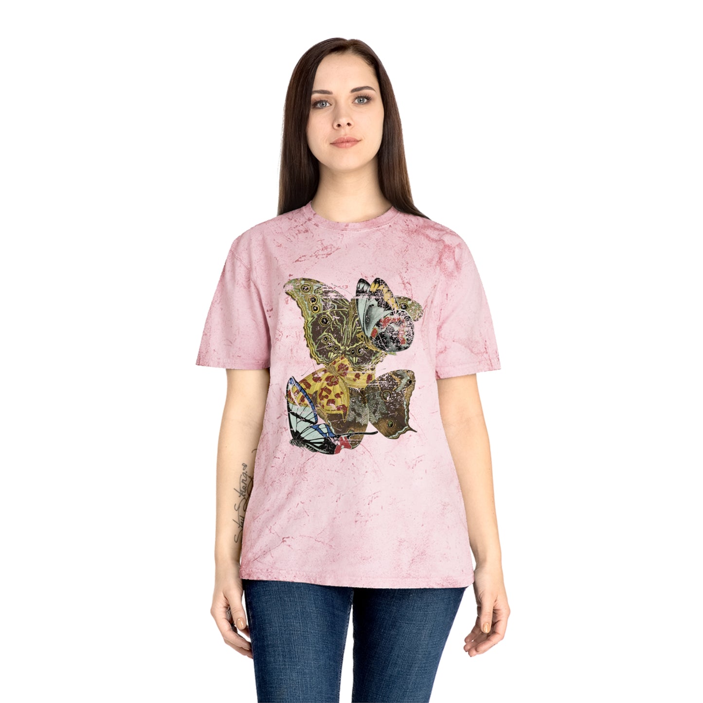 1925 papillons butterfly illustration by emile allain seguy faded graphic color blast tshirt