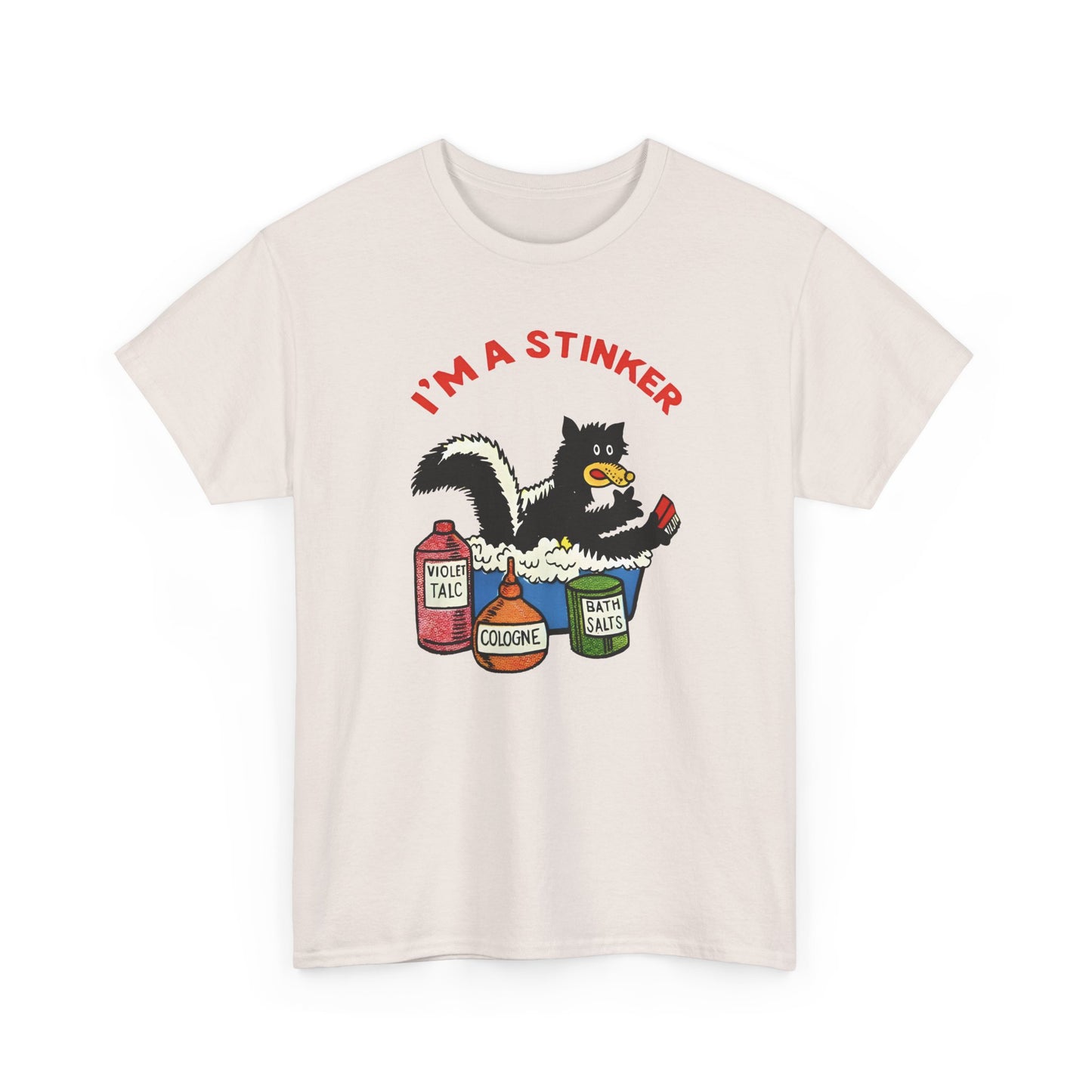 1960s skunk in bath i'm a stinker reproduction tshirt