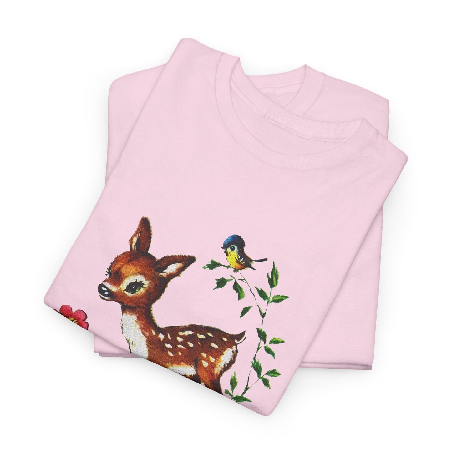 1960s cute baby deer postcard reproduction tshirt