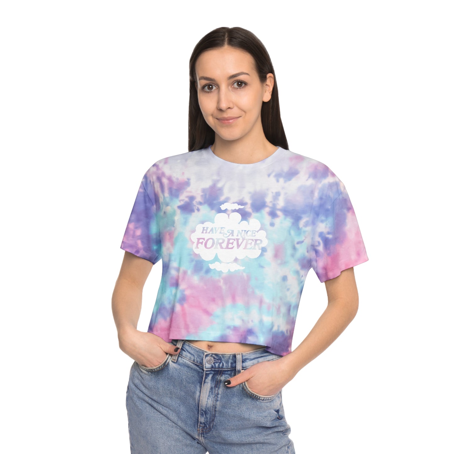 vintage 1980s "have a nice forever" women's tie dye crop tee