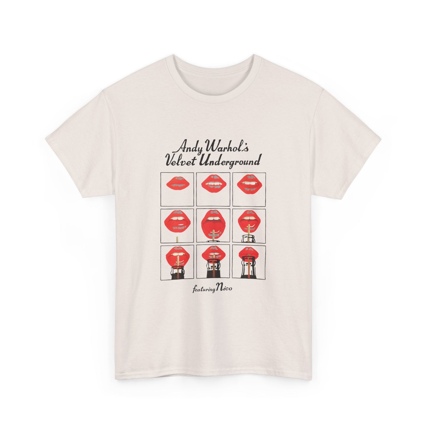 andy warhol's velvet underground featuring nico lips tshirt