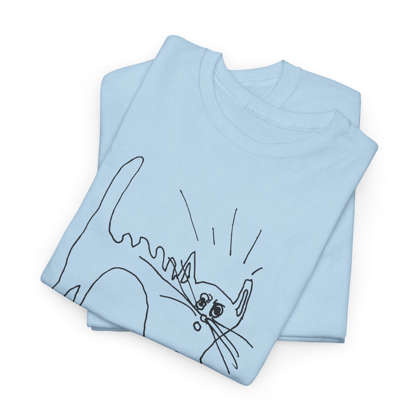 original drawing of a very spooked cat tshirt