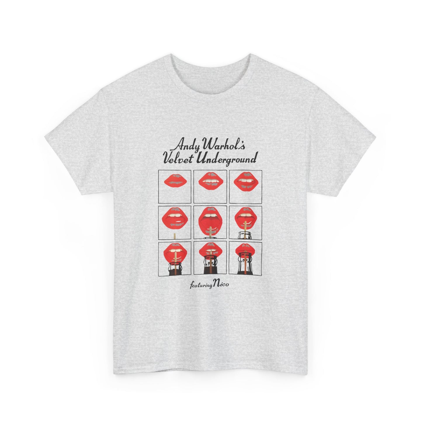 andy warhol's velvet underground featuring nico lips tshirt