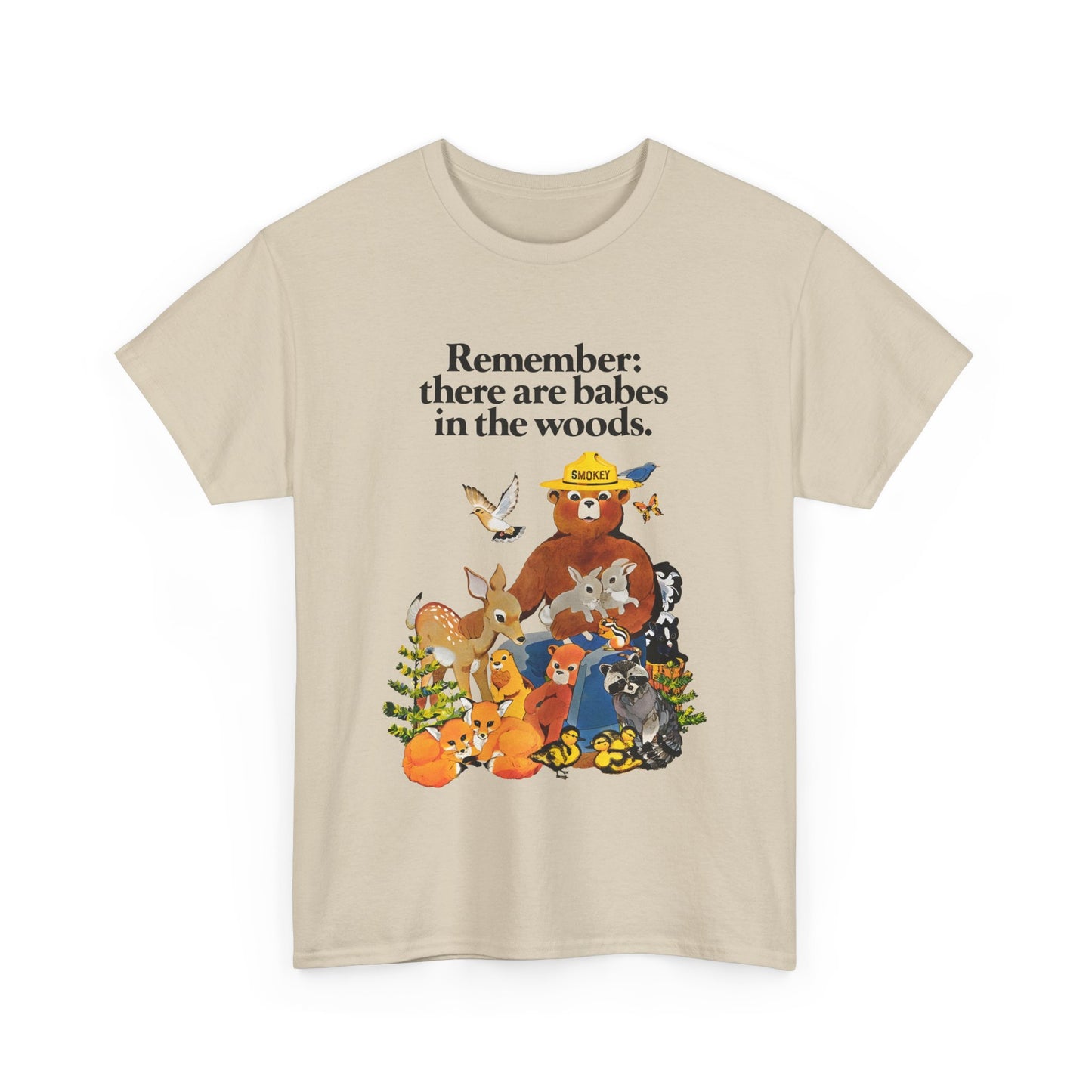vintage smokey the bear babes in the woods reproduction tshirt