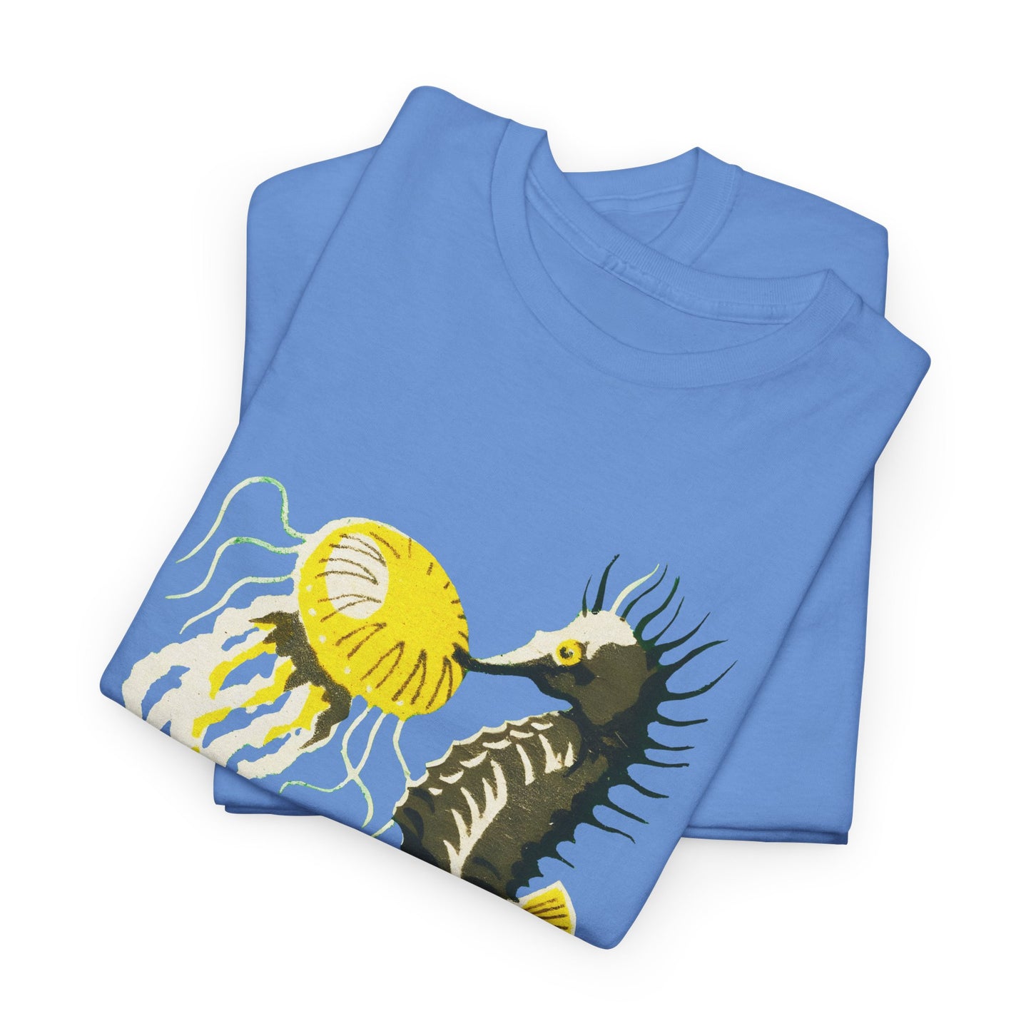 vintage lithuanian matchbox seahorse and jellyfish art reproduction tshirt