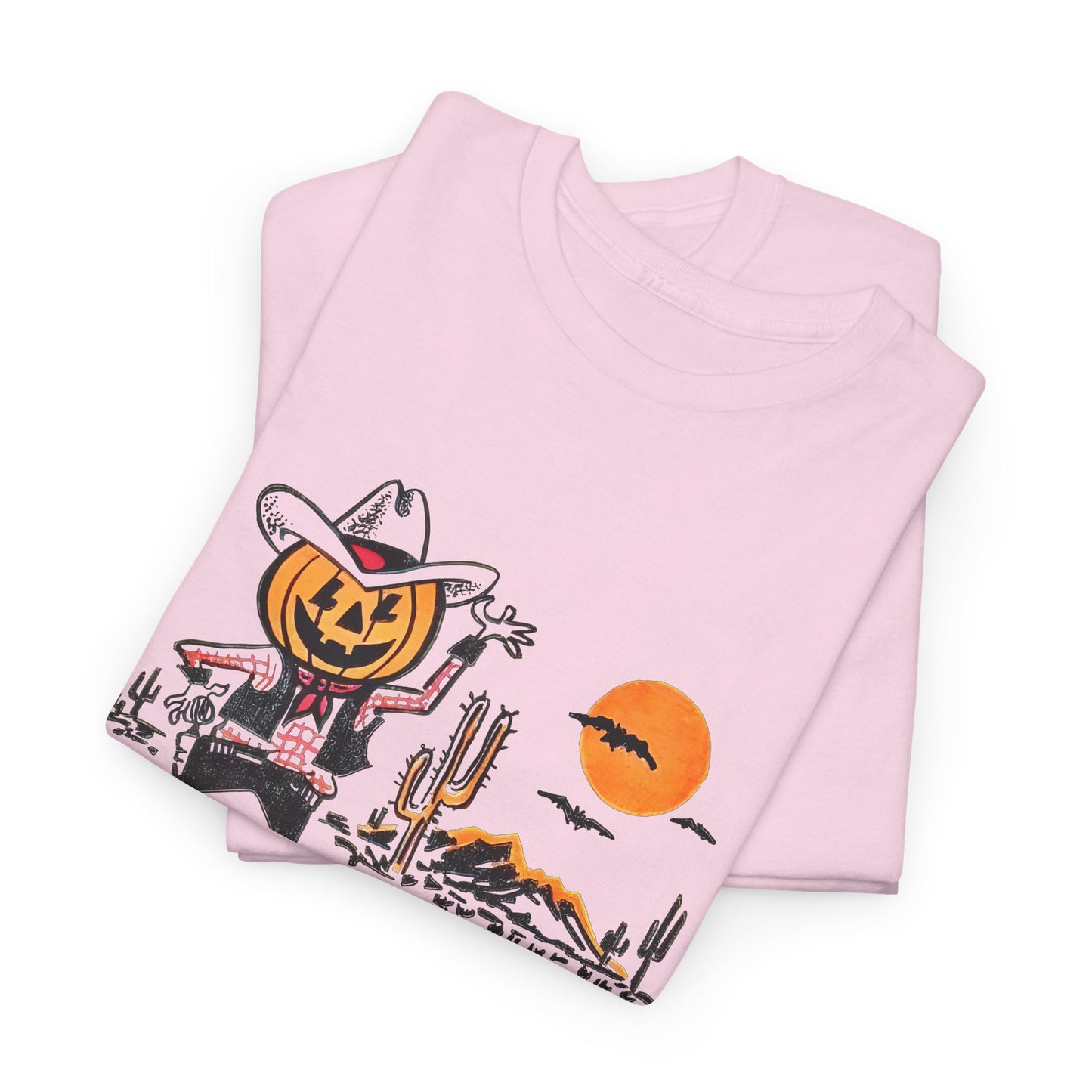 vintage trick or treat bag cowboy pumpkin graphic reproduction tshirt