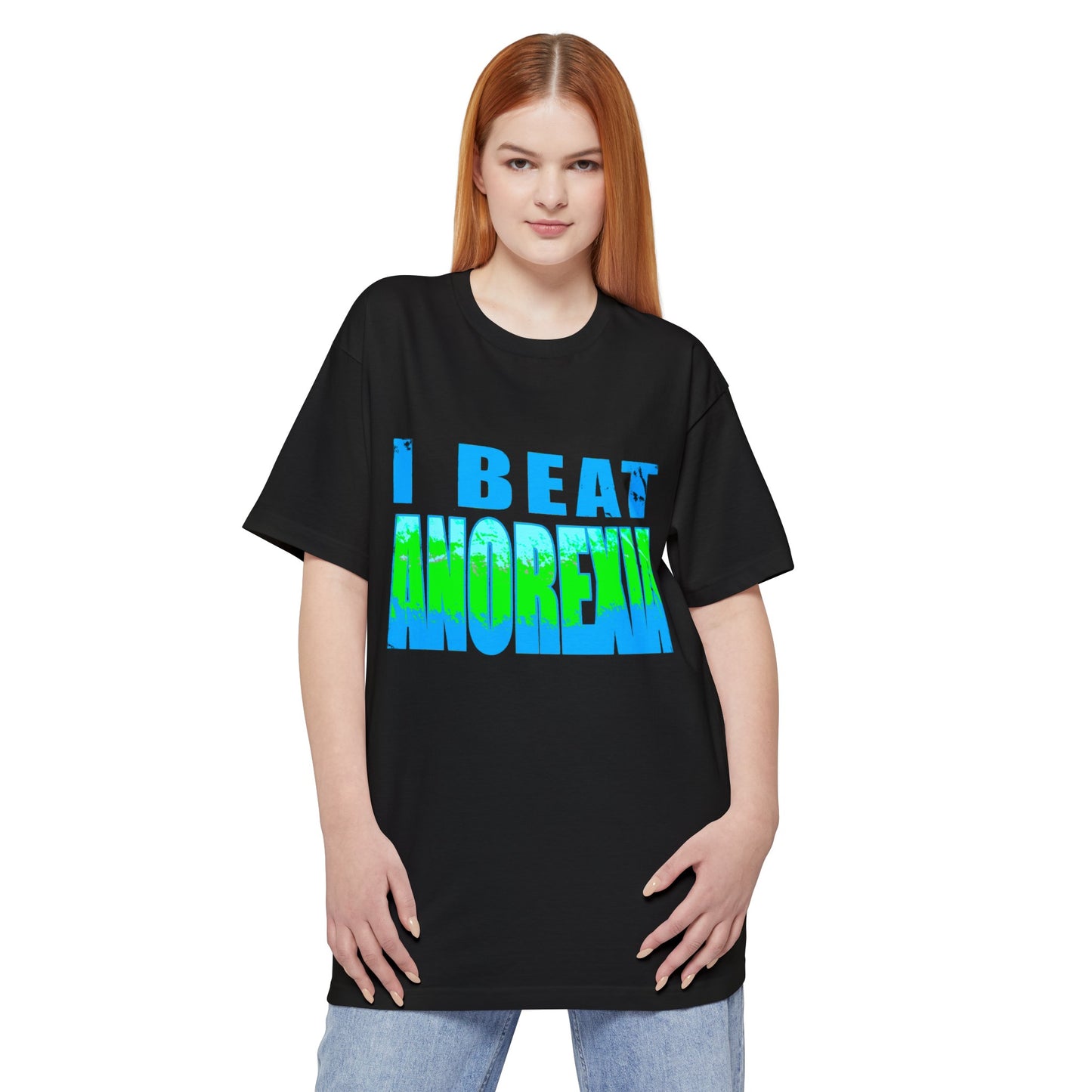 oversized i beat anorexia vintage style graphic unisex tall beefy tshirt