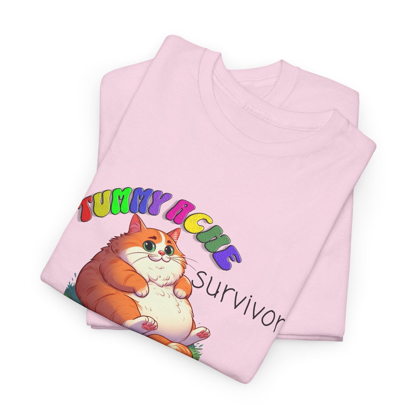 tummy ache survivor stuffed kitty silly tshirt