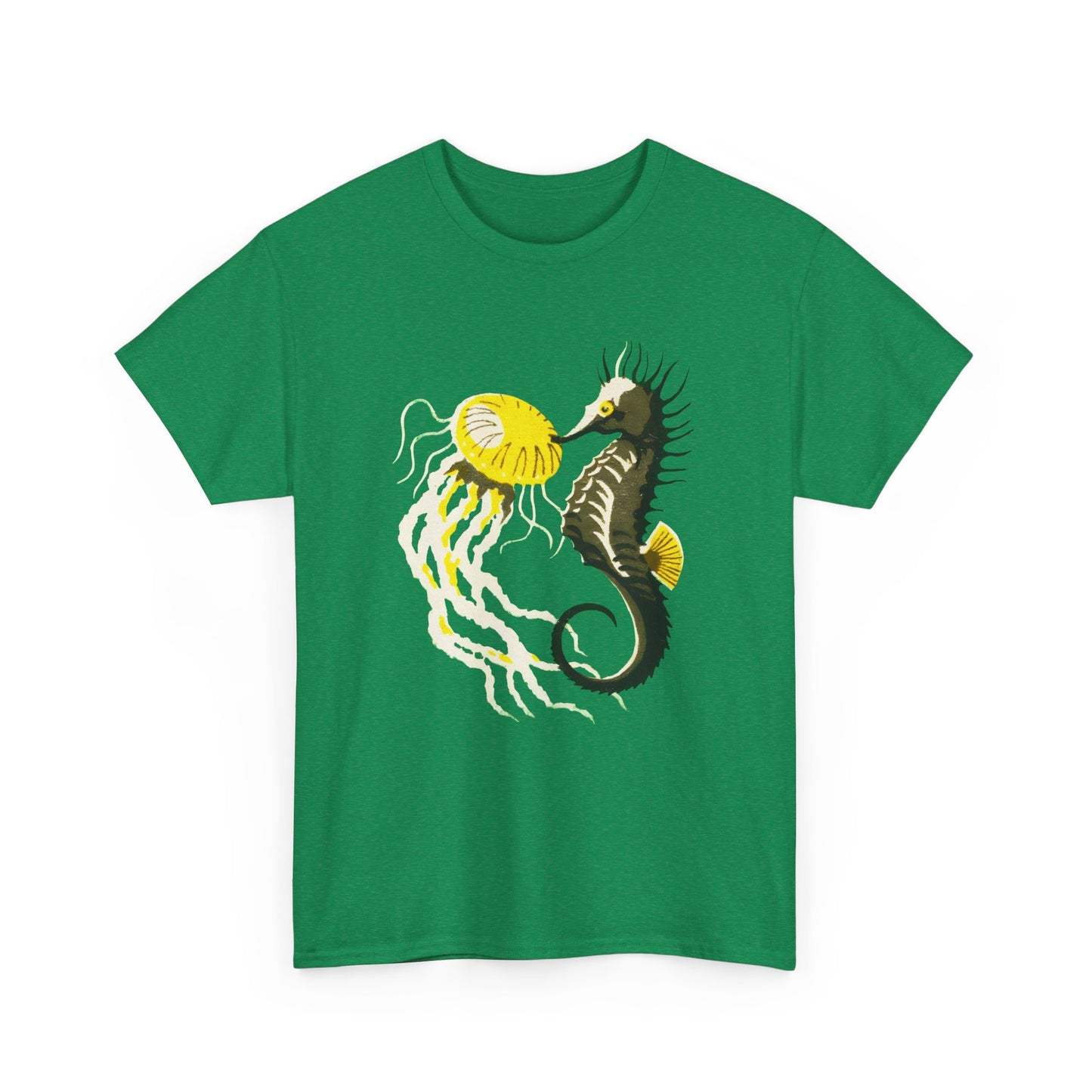 vintage lithuanian matchbox seahorse and jellyfish art reproduction tshirt